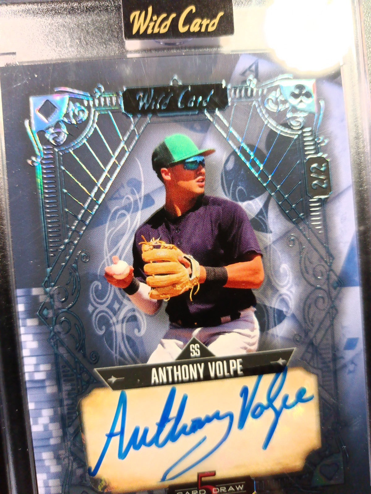 # 2/2 Autograph Anthony Volpe Holo Foil Blue Rookie Baseball Wild Card  MLB