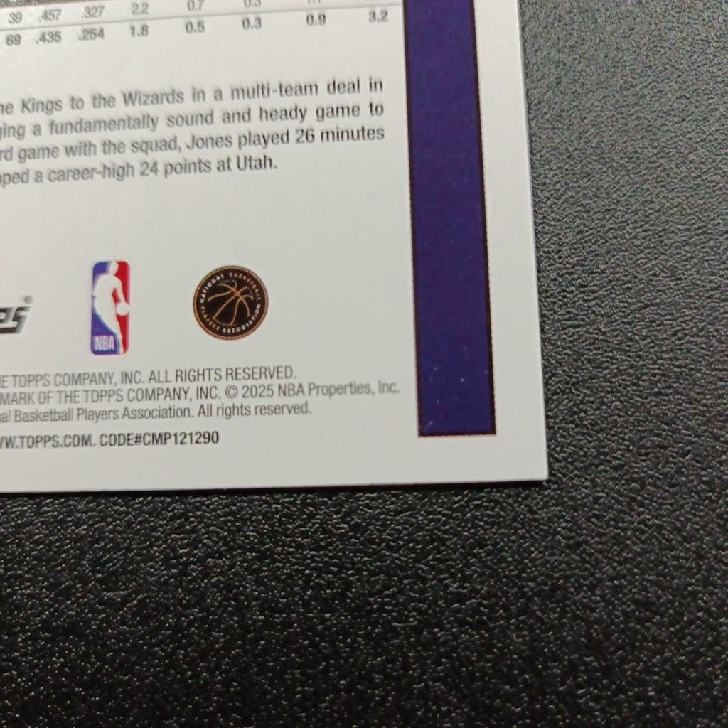 2025-26 Topps Basketball Card Colby Jones Silver Foil 45th Anniversary