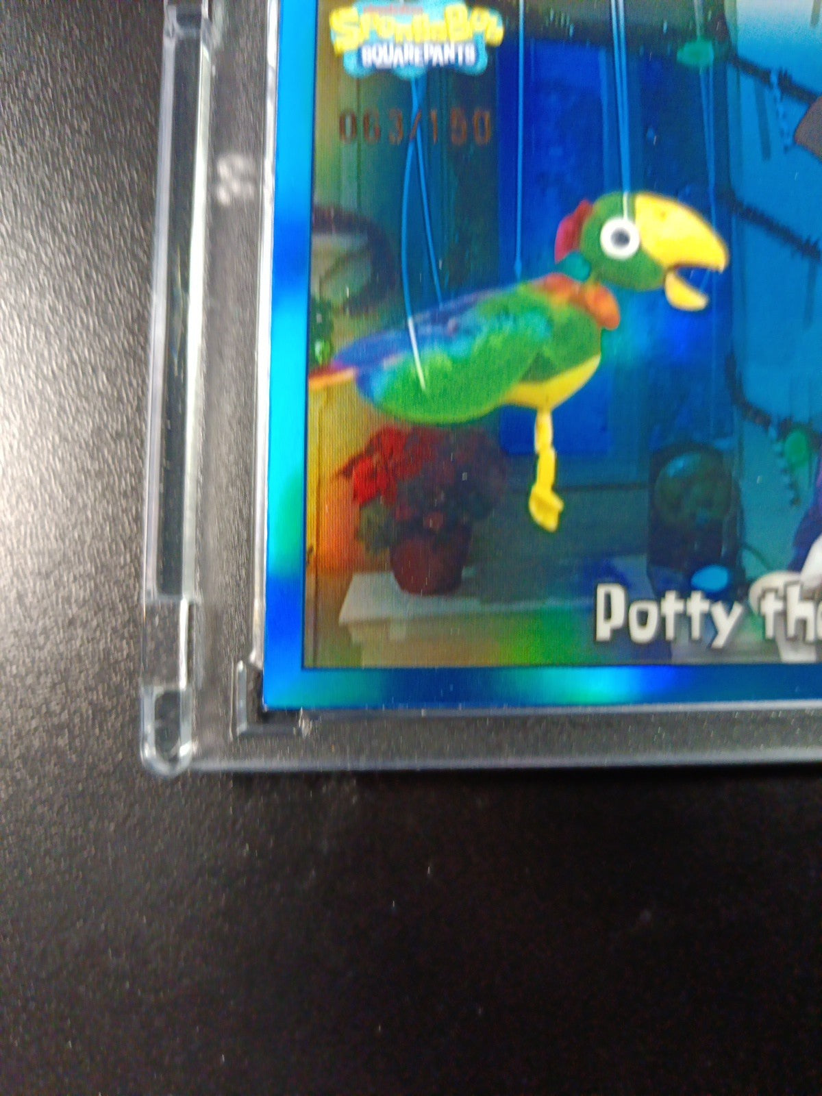 SpongeBob 63/150 Potty The Parrot Patchy The Pirate Blue Refractor Card /150