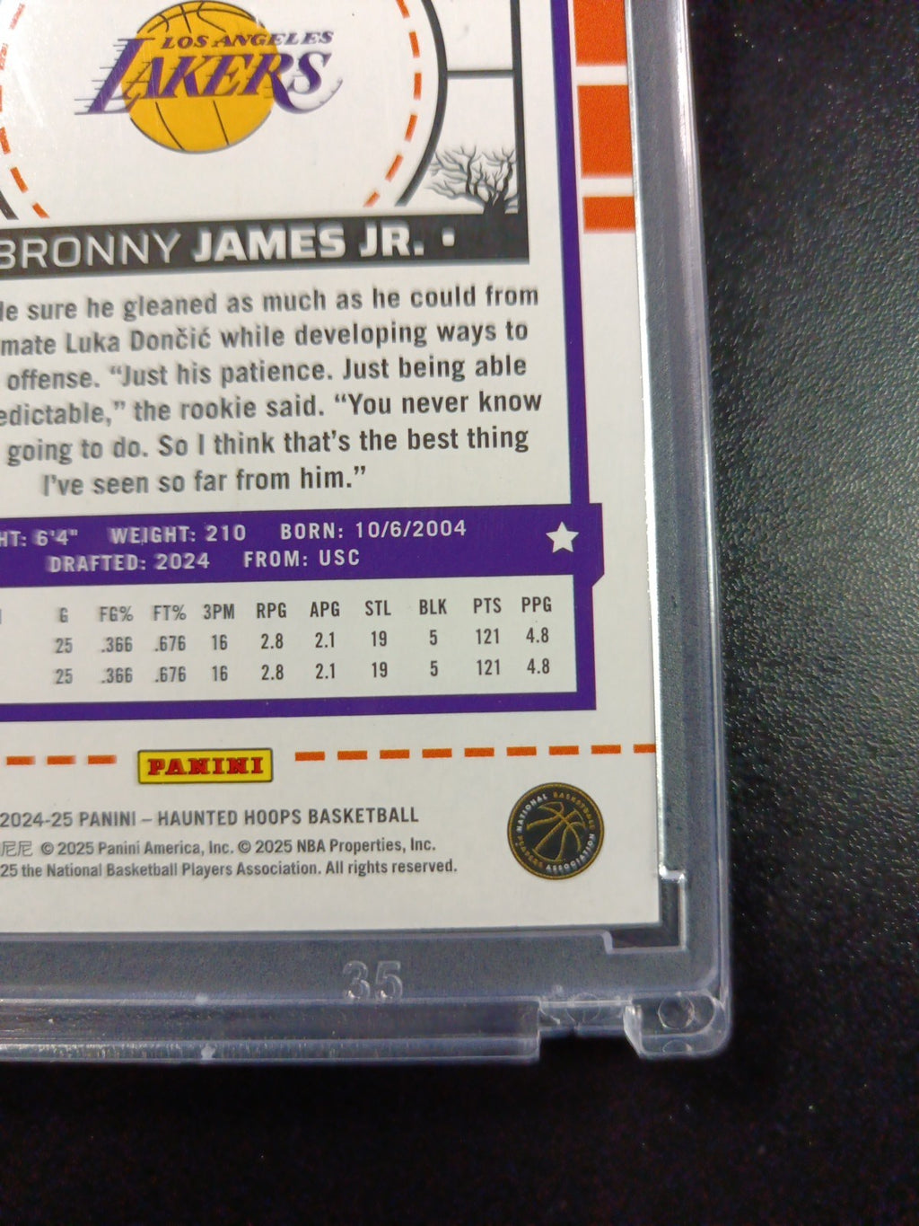 Bronny James Jr Rookie Web Holo NBA Haunted Hoops 2024-25 Basketball Card Lakers