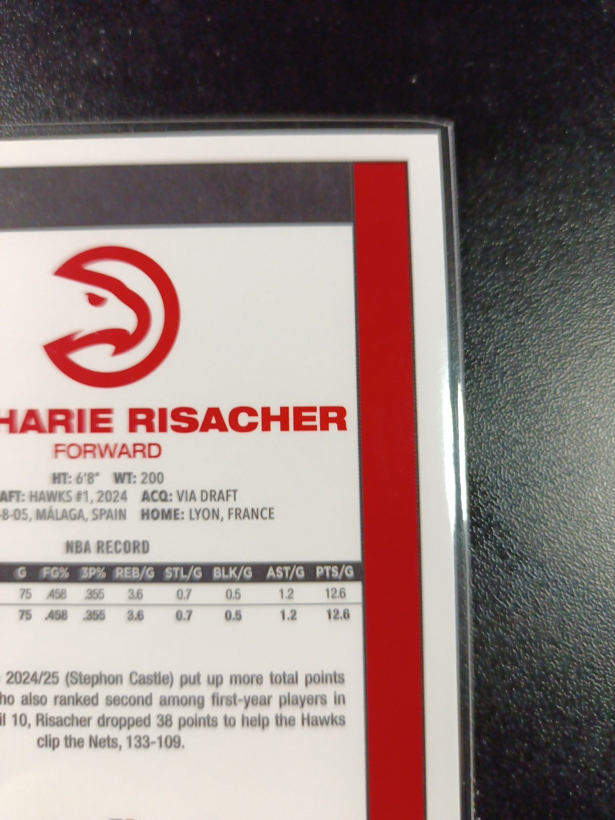 Mojo Refractor Zaccharie Risracher 45th Anniversary Card 25-26 Topps Basketball