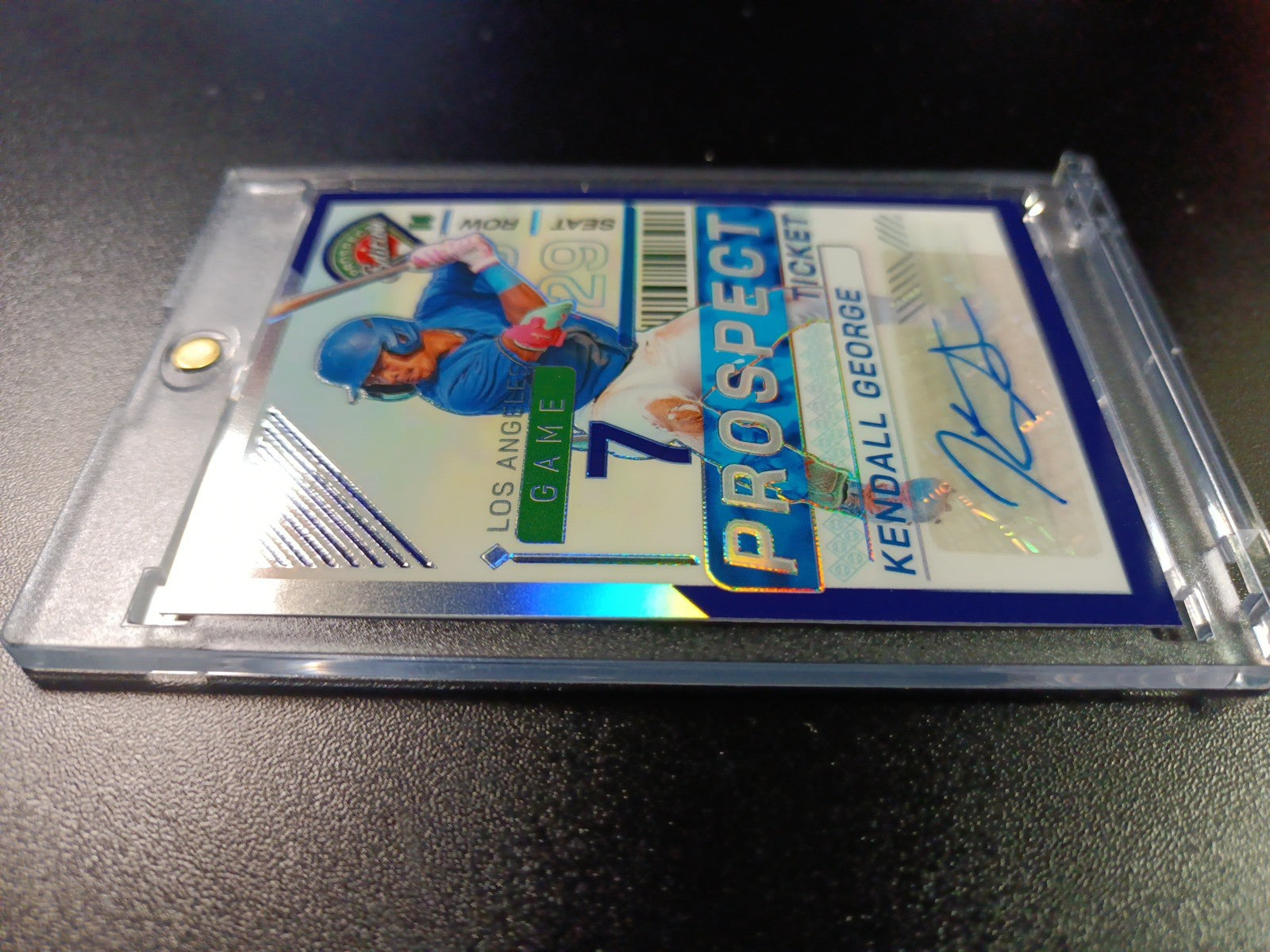 # /125 Blue Prizm Autograph Kendall George Dodgers Rookie Prospect Baseball Card