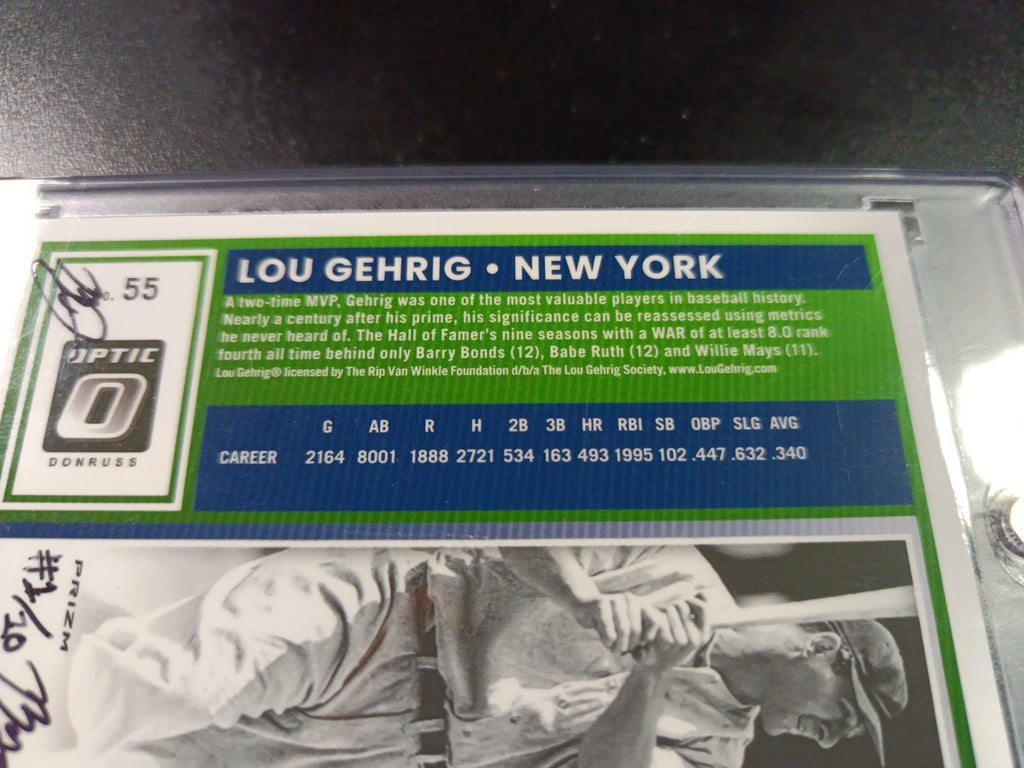 Lou Gehrig Prizm Artist Sketch Baseball Card Panini Donruss Optic