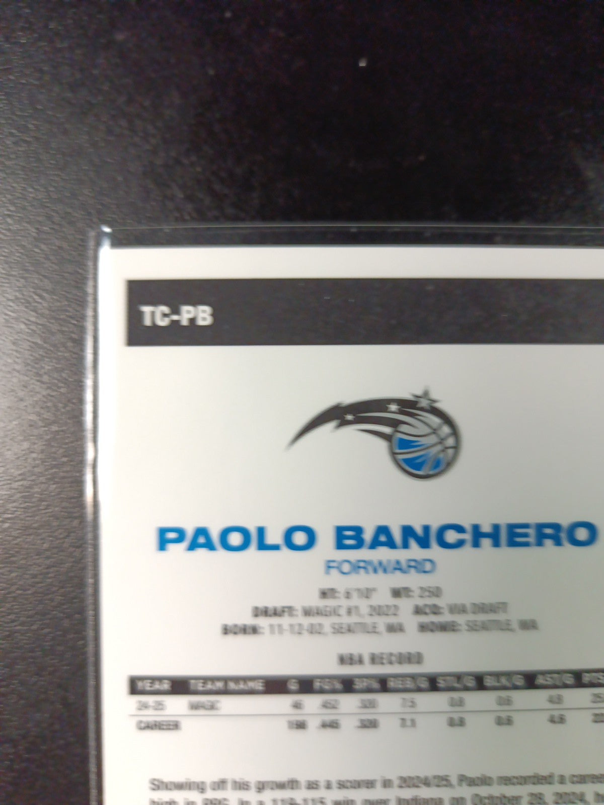 Mojo Refractor Paolo Banchero 45th Anniversary Card 25-26 Topps Basketball NBA