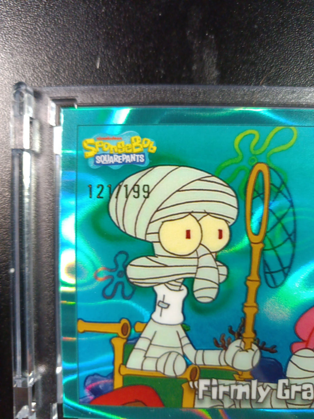 SpongeBob 121/199 Firmly Grasp It Squidward Aqua Lava Refractor Card Topps /199