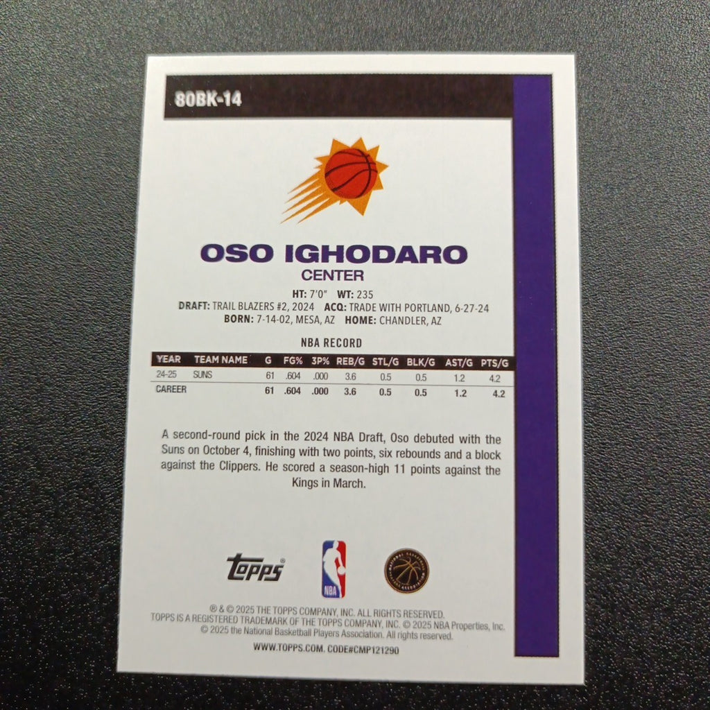 2025-26 Topps Basketball Card Oso Ighodaro Silver Foil 45th Anniversary