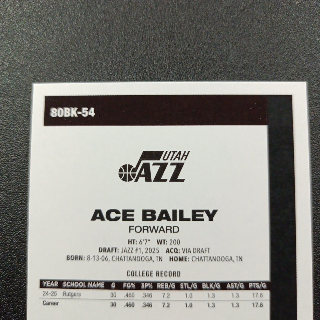 2025-26 Topps Basketball Card Ace Bailey Silver Foil 45th Anniversary