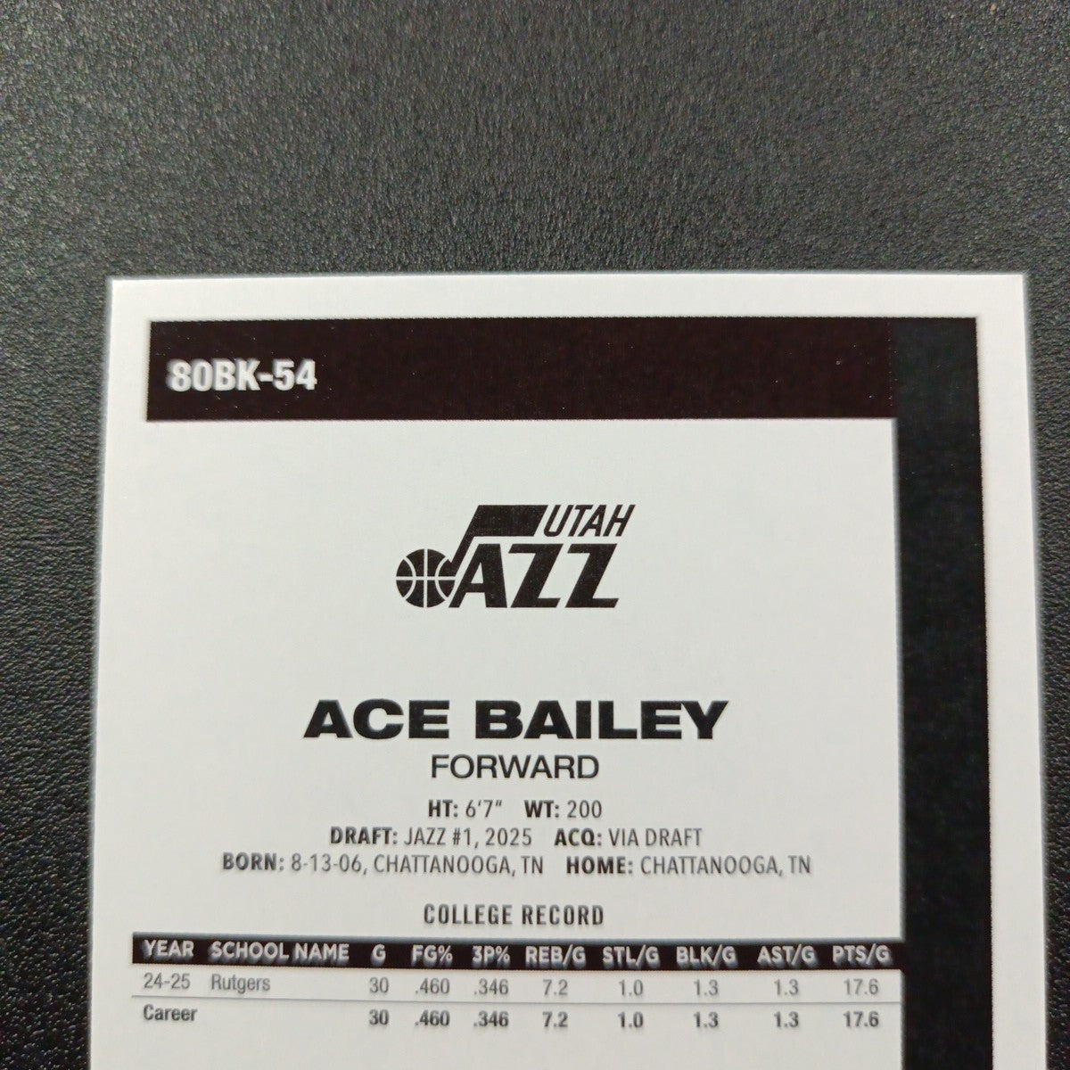 2025-26 Topps Basketball Card Ace Bailey Silver Foil 45th Anniversary