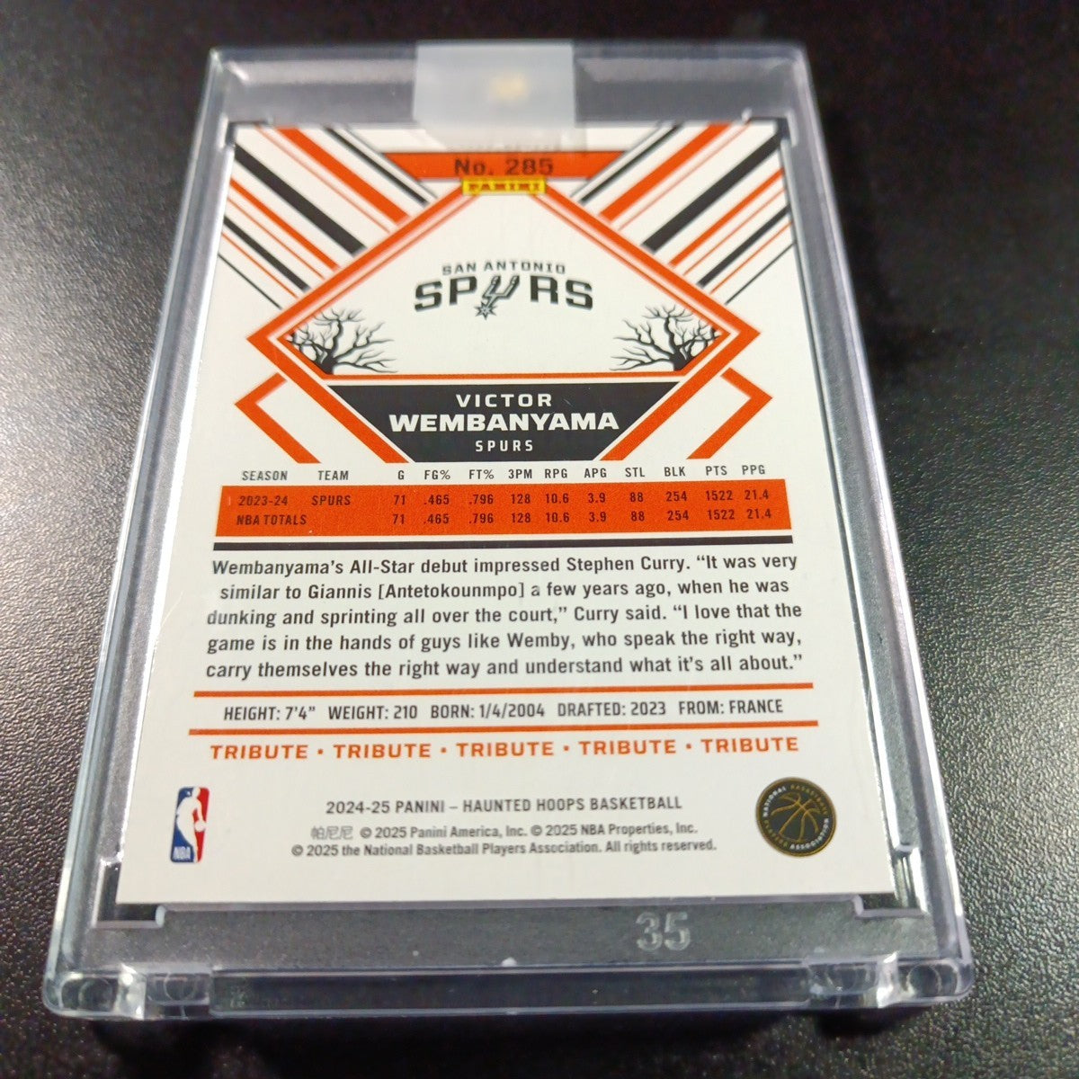 Green Slime Wembanyama NBA Haunted Hoops Panini 2024-25 Basketball Card Spurs 