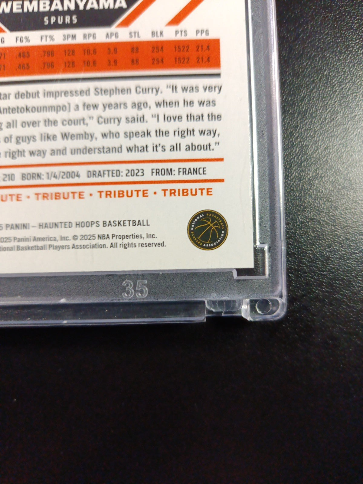 Green Slime Wembanyama NBA Haunted Hoops Panini 2024-25 Basketball Card Spurs 