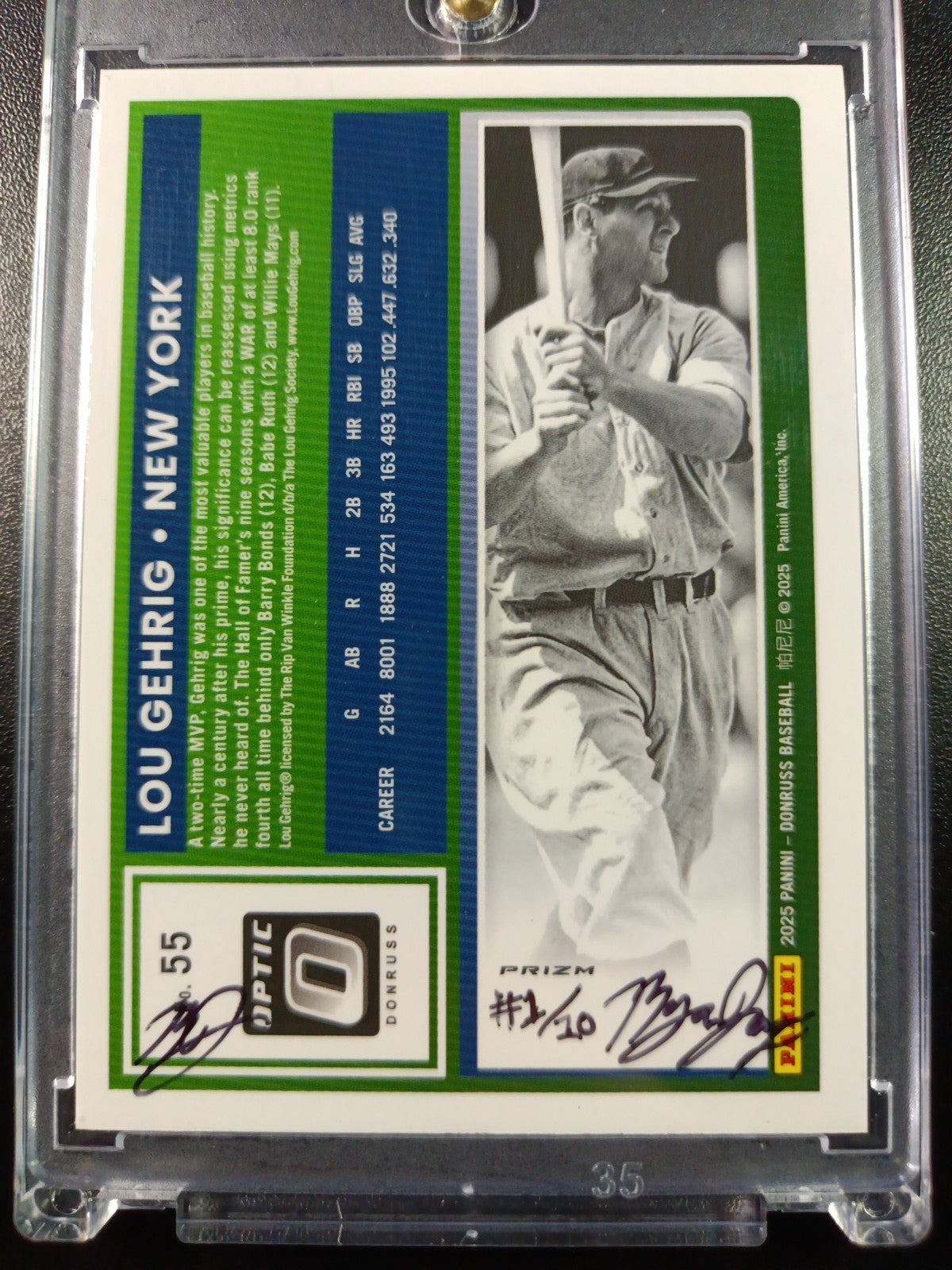 Lou Gehrig Prizm Artist Sketch Baseball Card Panini Donruss Optic