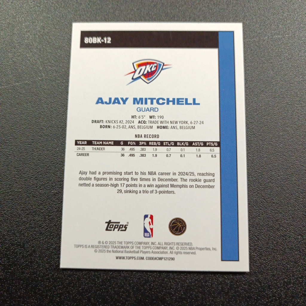 2025-26 Topps Basketball Card Ajay Mitchell Silver Foil 45th Anniversary
