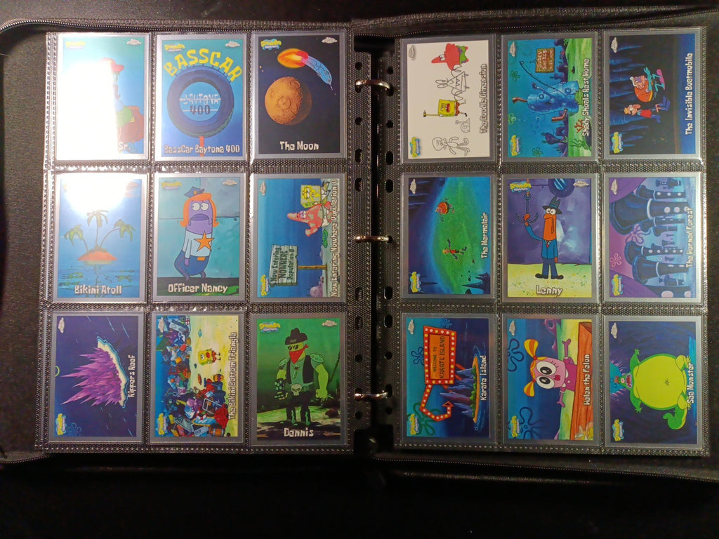 SpongeBob Cards Full Set # 1-200 Every Card In Padded Zipper Binder Topps Chrome
