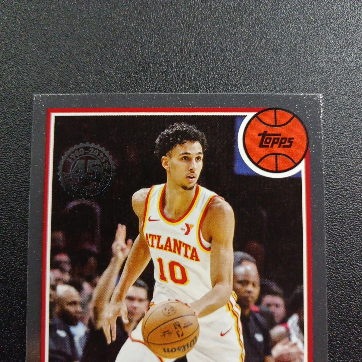 2025-26 Topps Basketball Card Zaccharie Risacher Silver Foil 45th Anniversary
