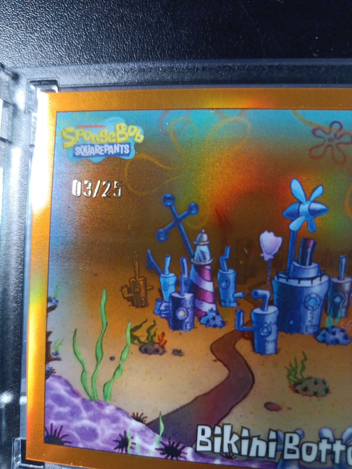 SpongeBob #3/25 Bikini Bottom Orange Refractor Card Topps Case Hit Low Number 