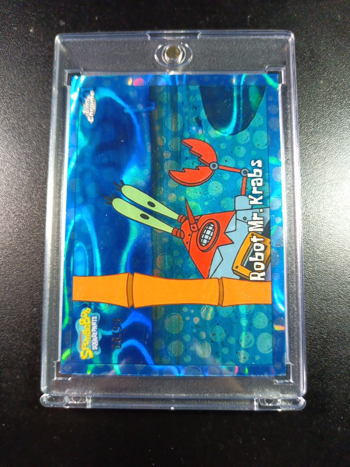SpongeBob 6/99 Blue Bubblefractor Robot Mr. Krabs Bubble Card Topps Chrome /99