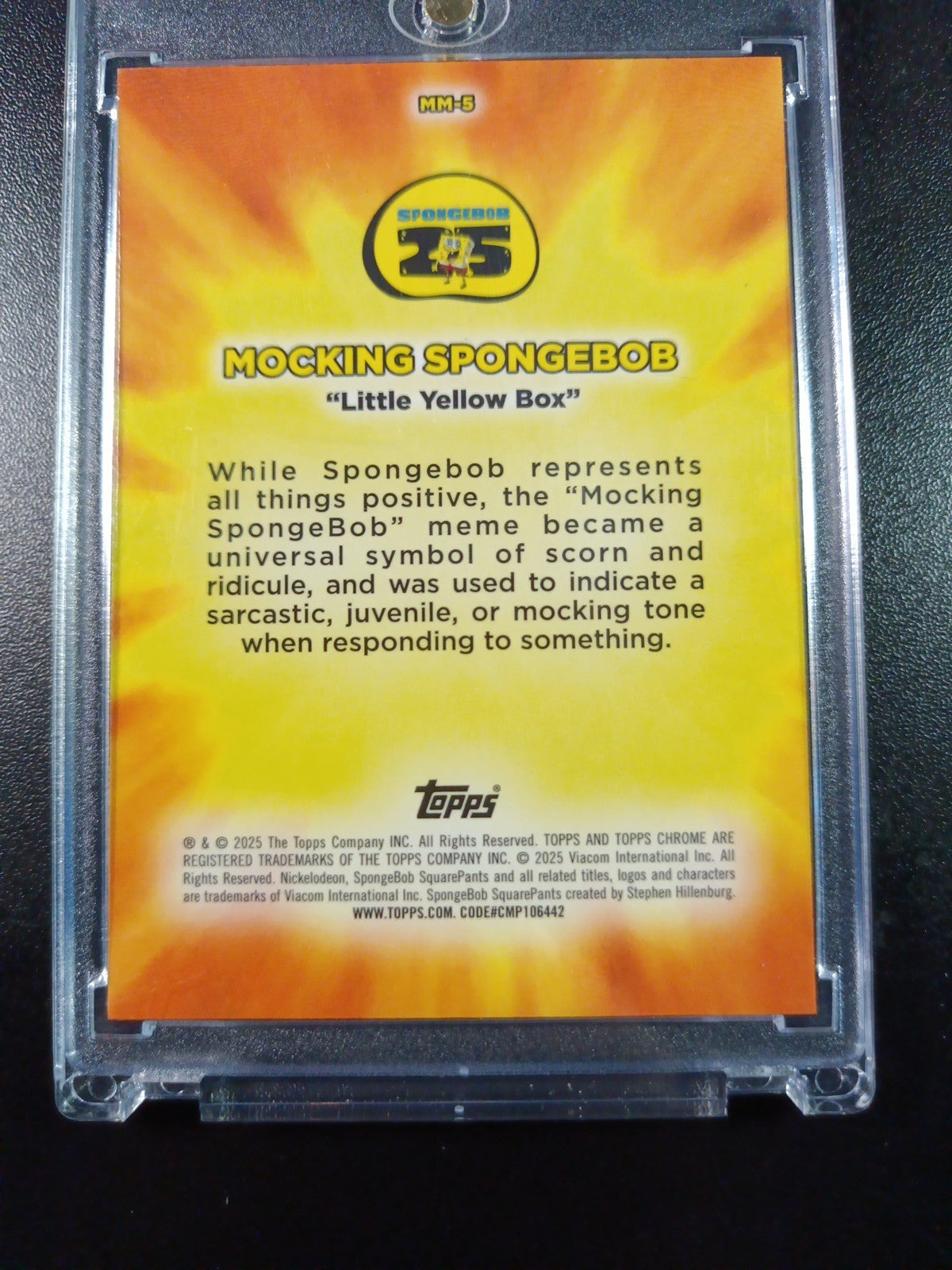 SpongeBob Masterful Memes Mocking SpongeBob Card Topps Case Hit MM-5