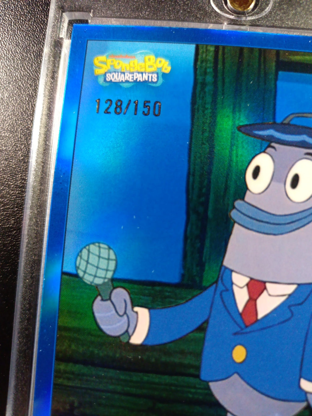 Spongebob /150 Perch Perkins Reporter Blue Refractor Card Topps Chrome 2025