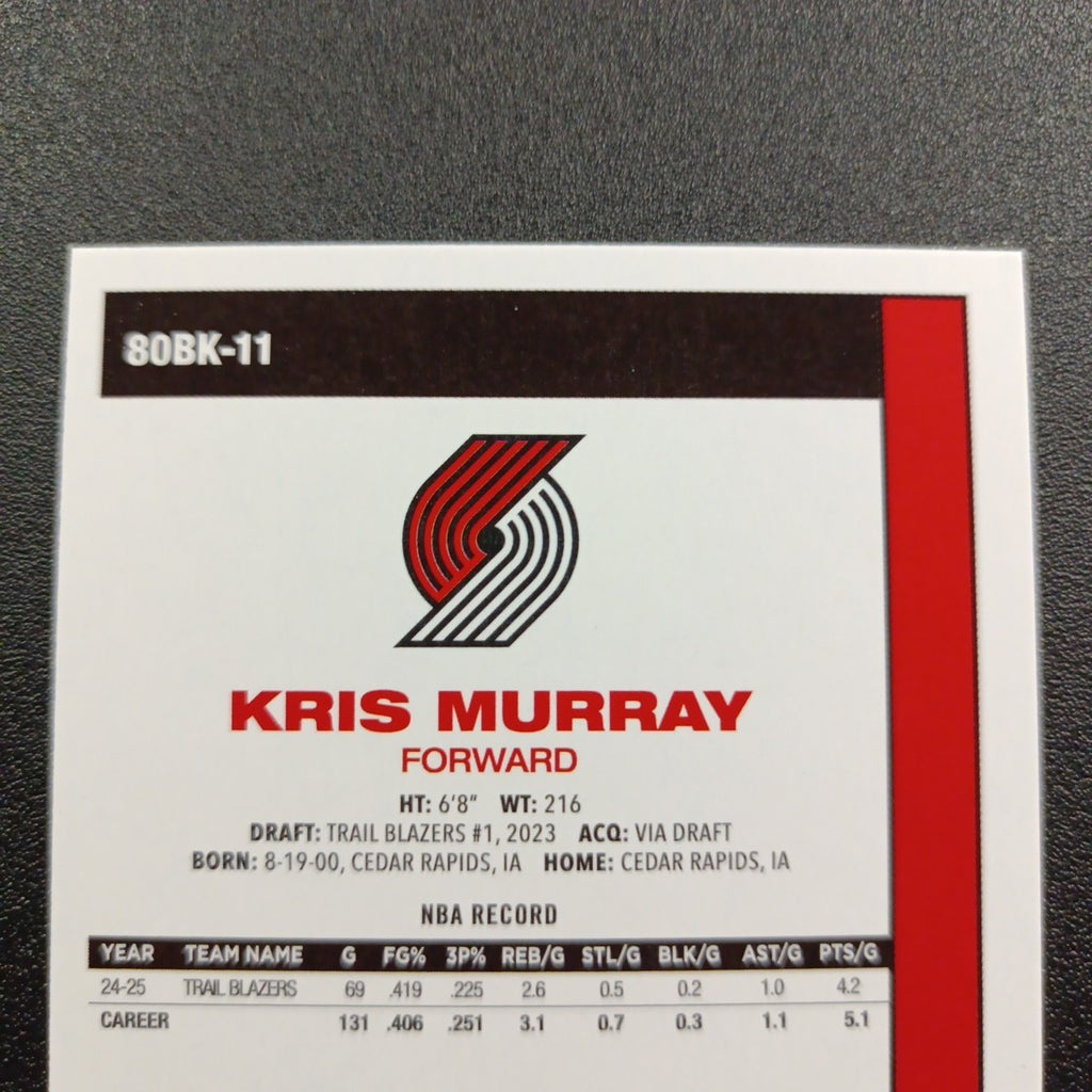 2025-26 Topps Basketball Card Kris Murray Silver Foil 45th Anniversary