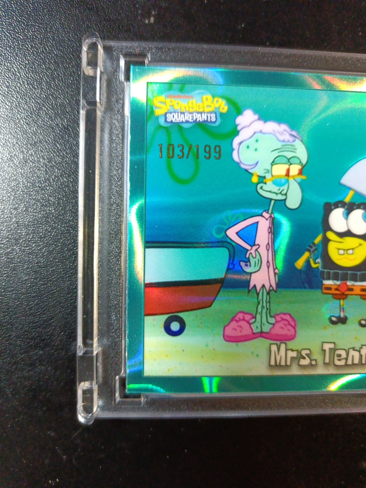 SpongeBob # /199 Mrs. Tentacles Aqua Lava Refractor Card Topps Chrome 