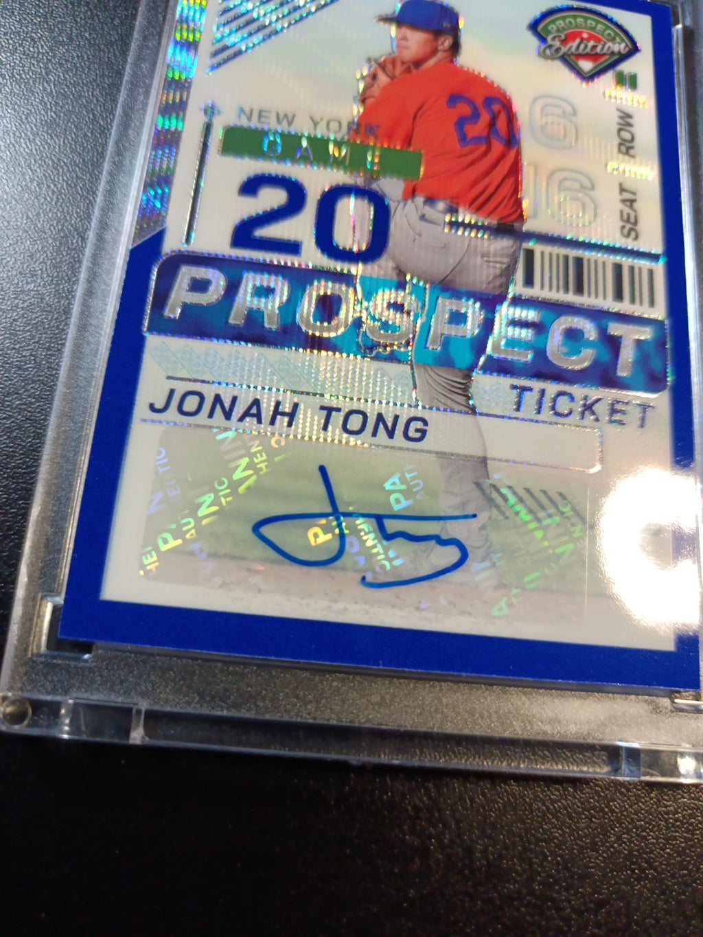 Jonah Tong # /75 Prospect Autograph Linticular Blue Prizm Rare Baseball Card 