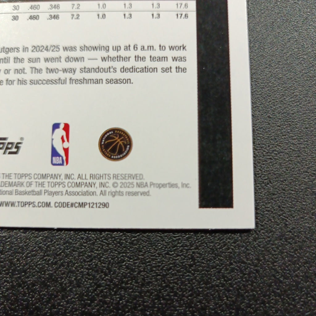 2025-26 Topps Basketball Card Ace Bailey Silver Foil 45th Anniversary