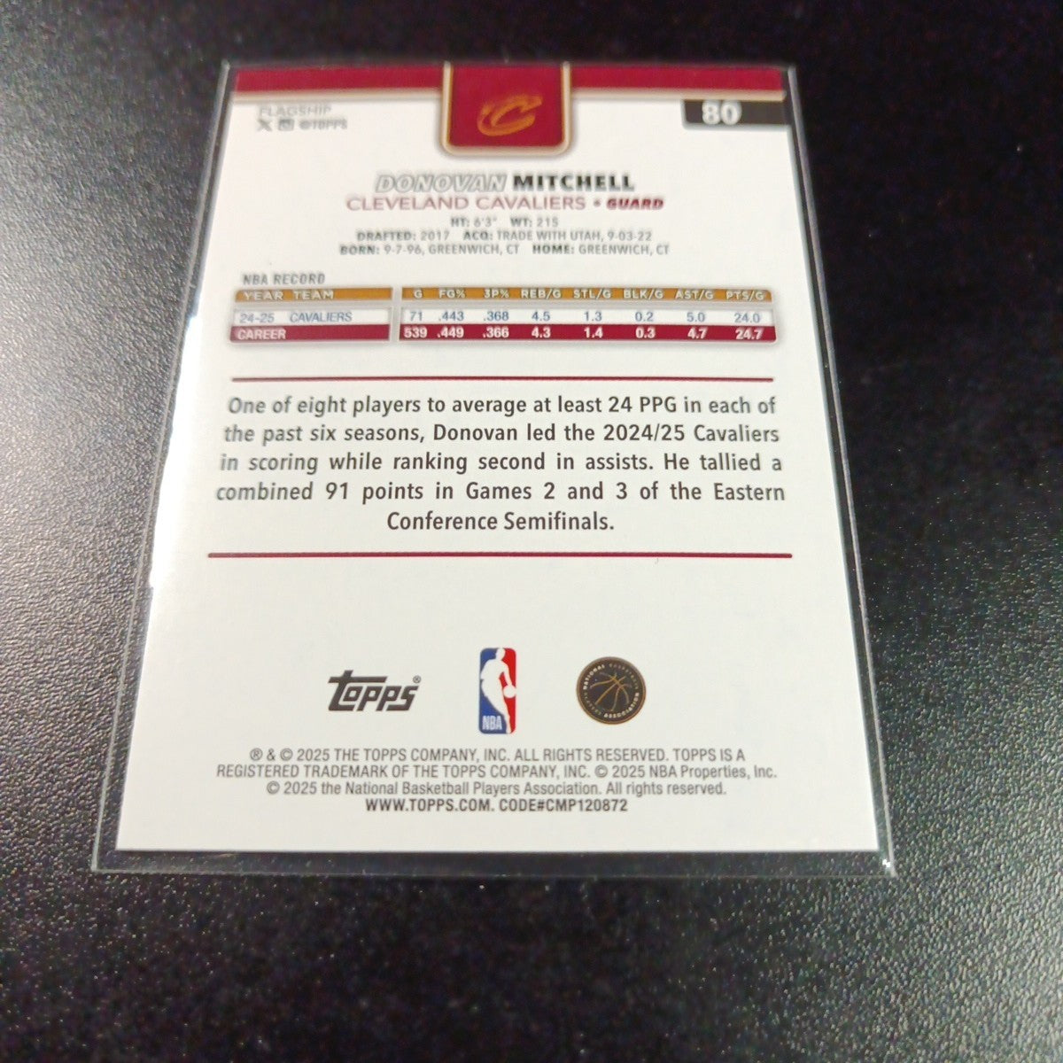 # /2025 Donovan Mitchell Gold Card 2025-26 Topps Basketball NBA Cavaliers
