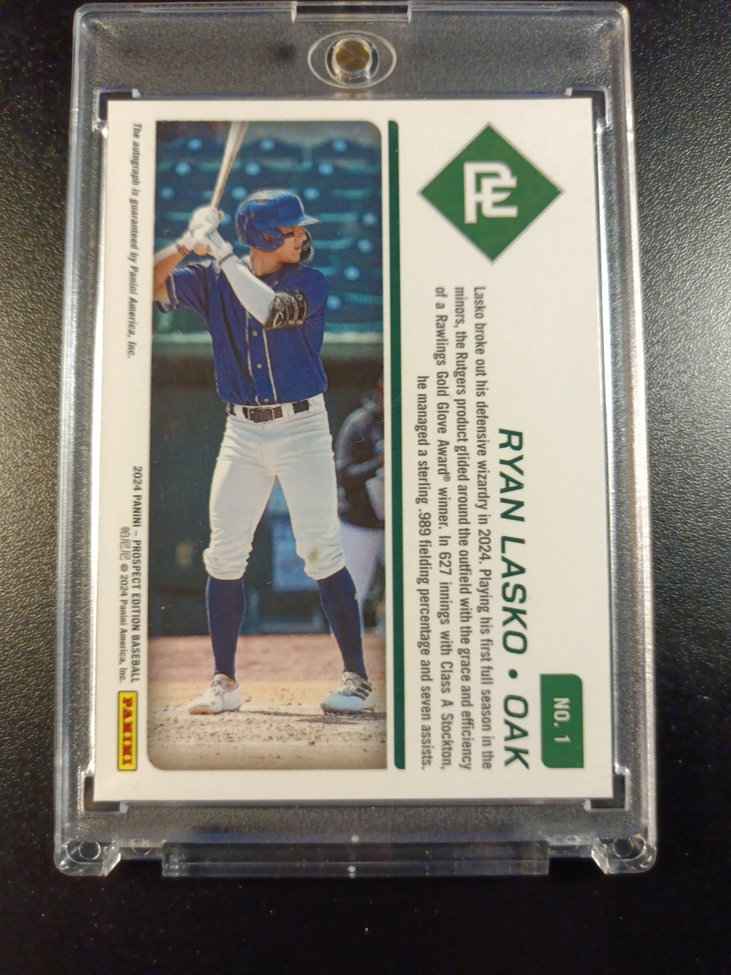 Autograph Ryan Lasko Athletics Rookie Baseball Card Panini Prospects 2024