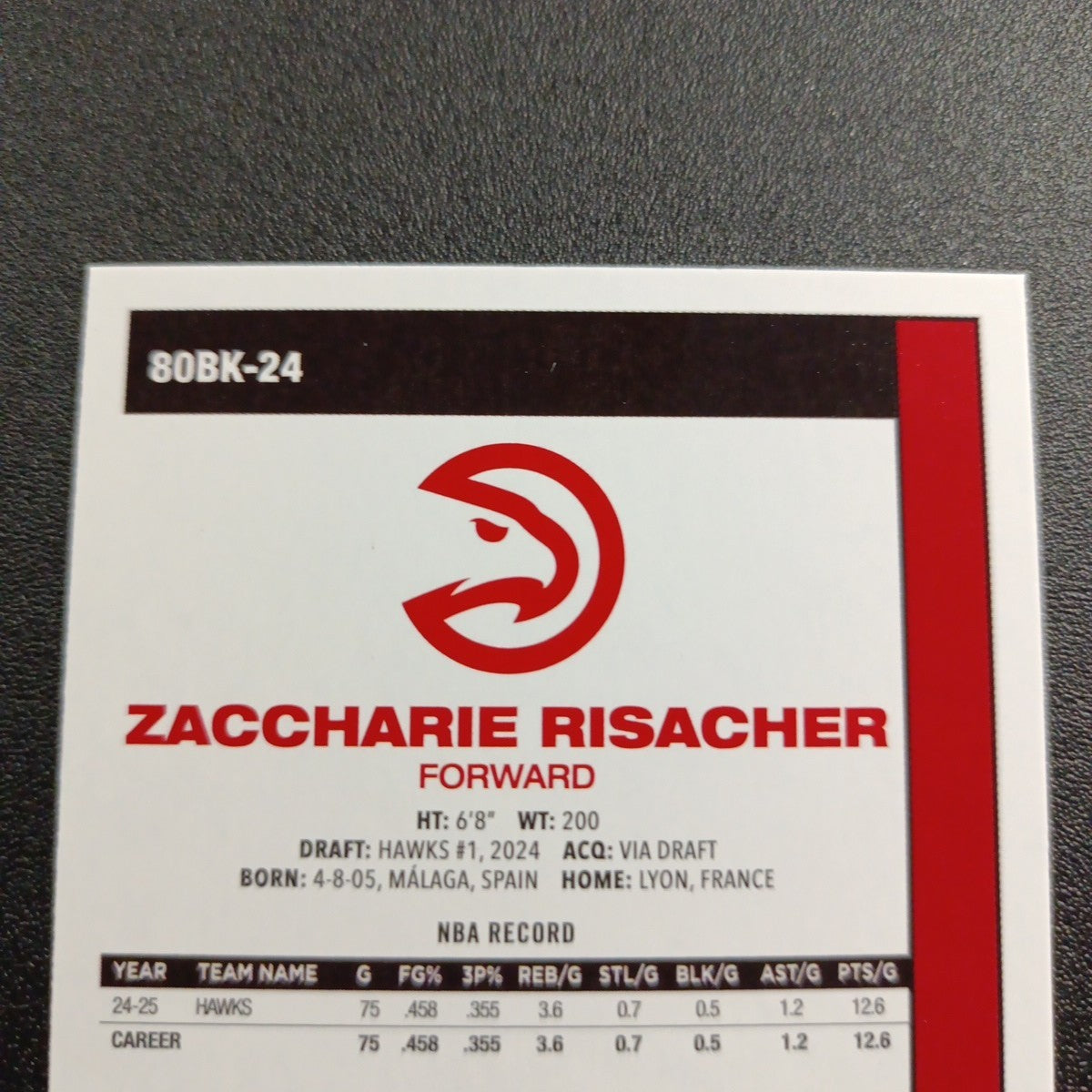 2025-26 Topps Basketball Card Zaccharie Risacher Silver Foil 45th Anniversary