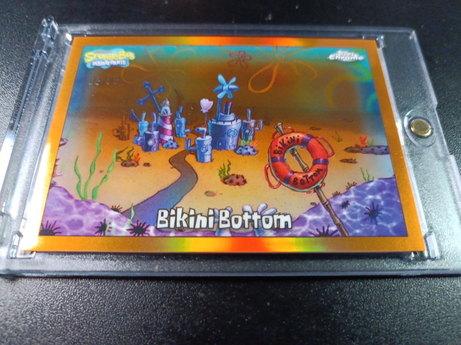 SpongeBob #3/25 Bikini Bottom Orange Refractor Card Topps Case Hit Low Number 
