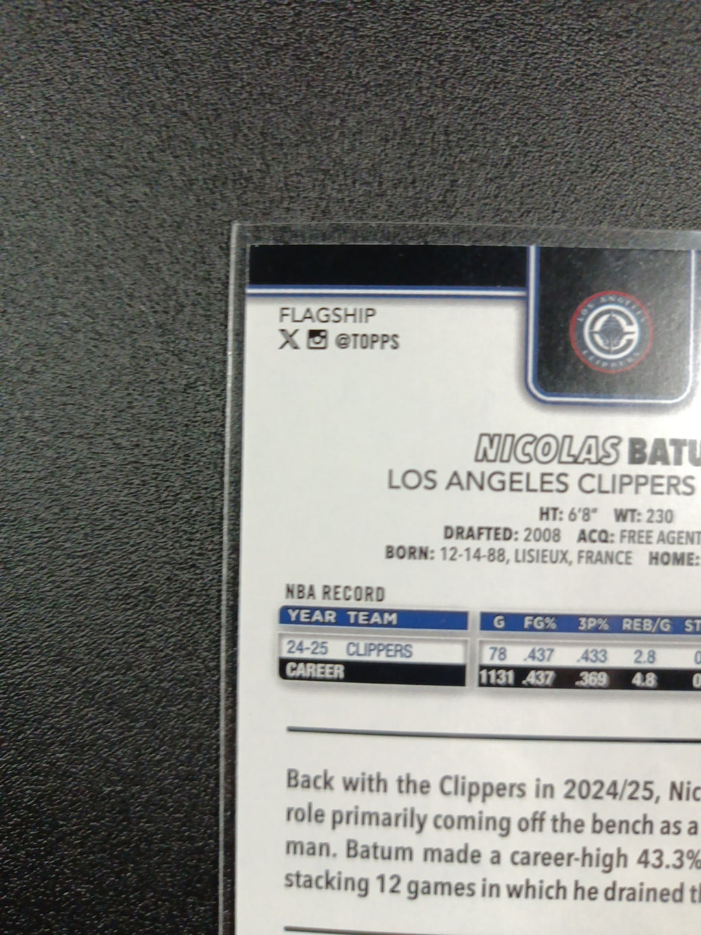 # /2025 Gold Topps Basketball 2025-26 Card Nicolas Batum 1784/2025 Case Hit