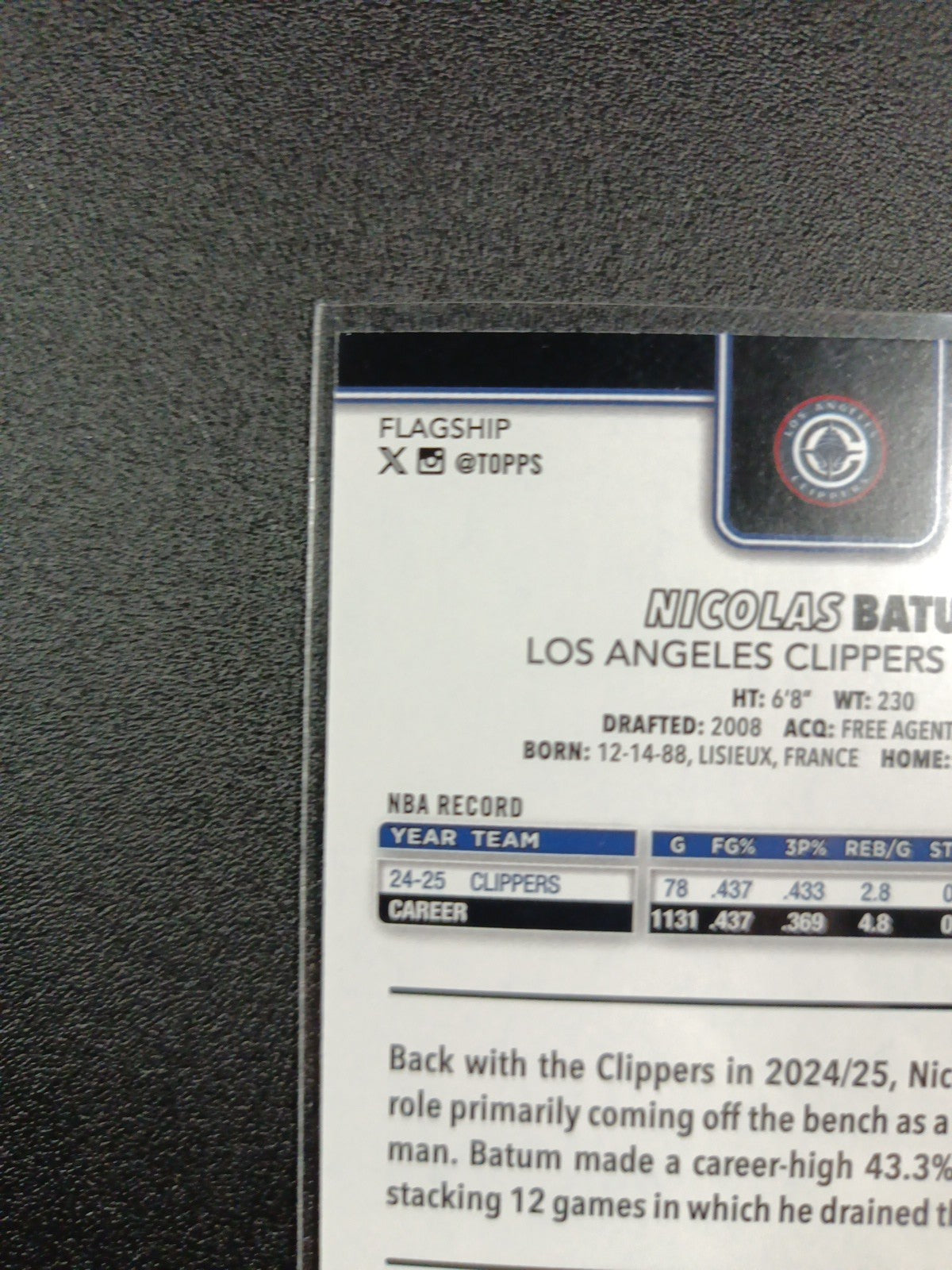 # /2025 Gold Topps Basketball 2025-26 Card Nicolas Batum 1784/2025 Case Hit