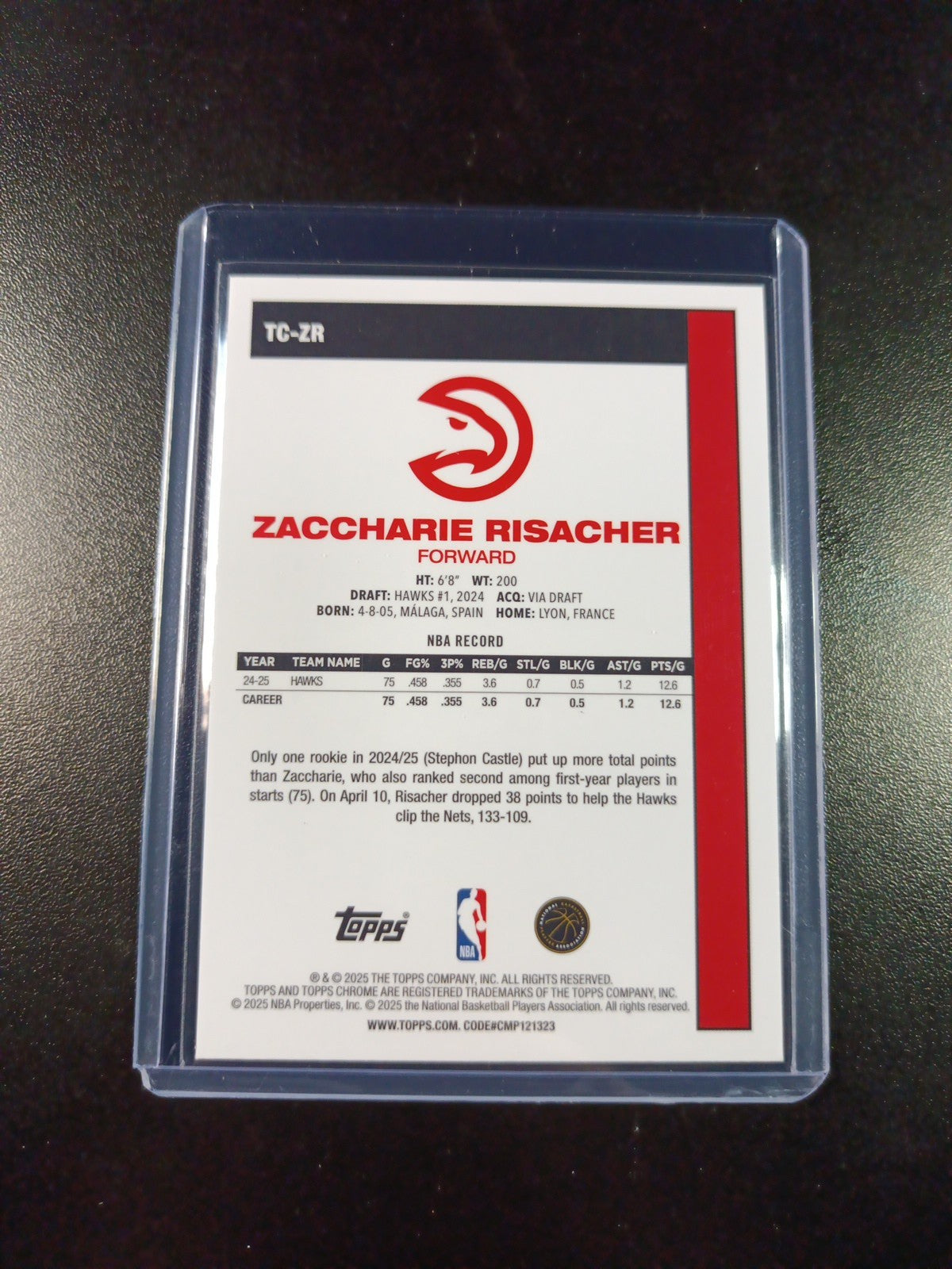 Mojo Refractor Zaccharie Risracher 45th Anniversary Card 25-26 Topps Basketball