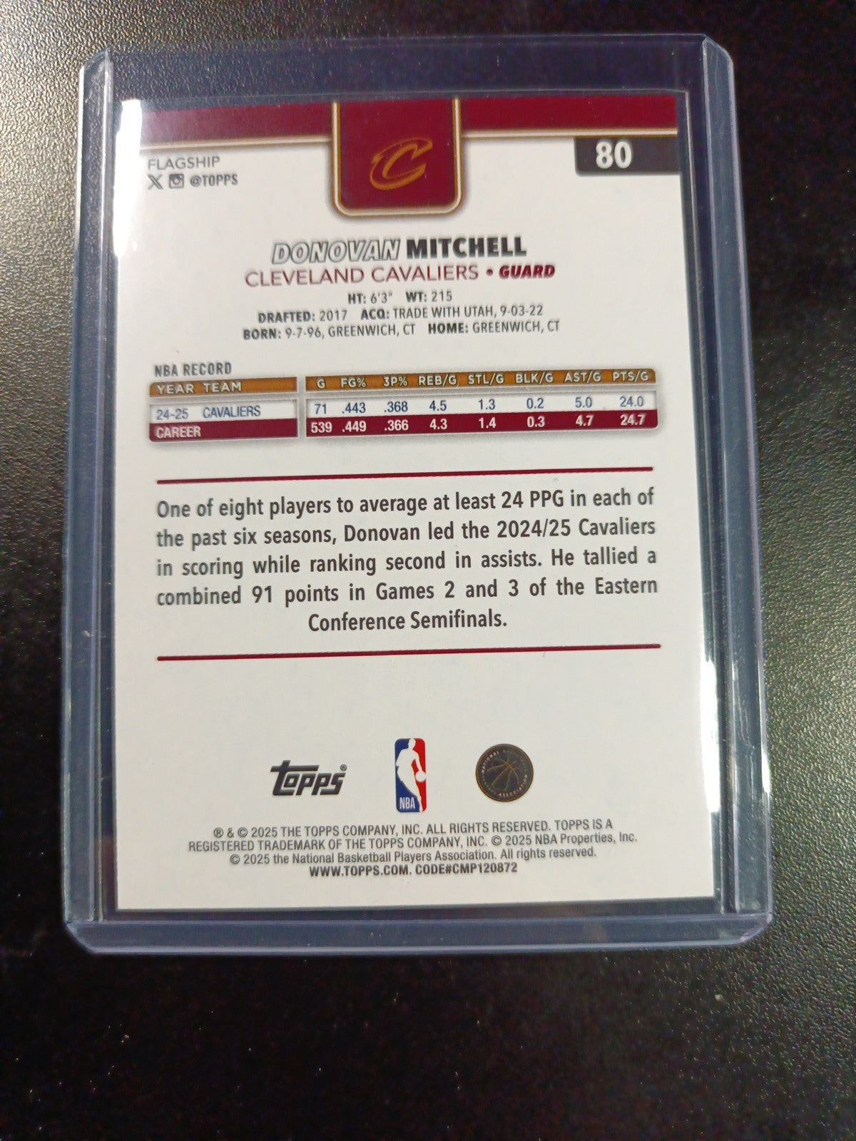 # /2025 Donovan Mitchell Gold Card 2025-26 Topps Basketball NBA Cavaliers