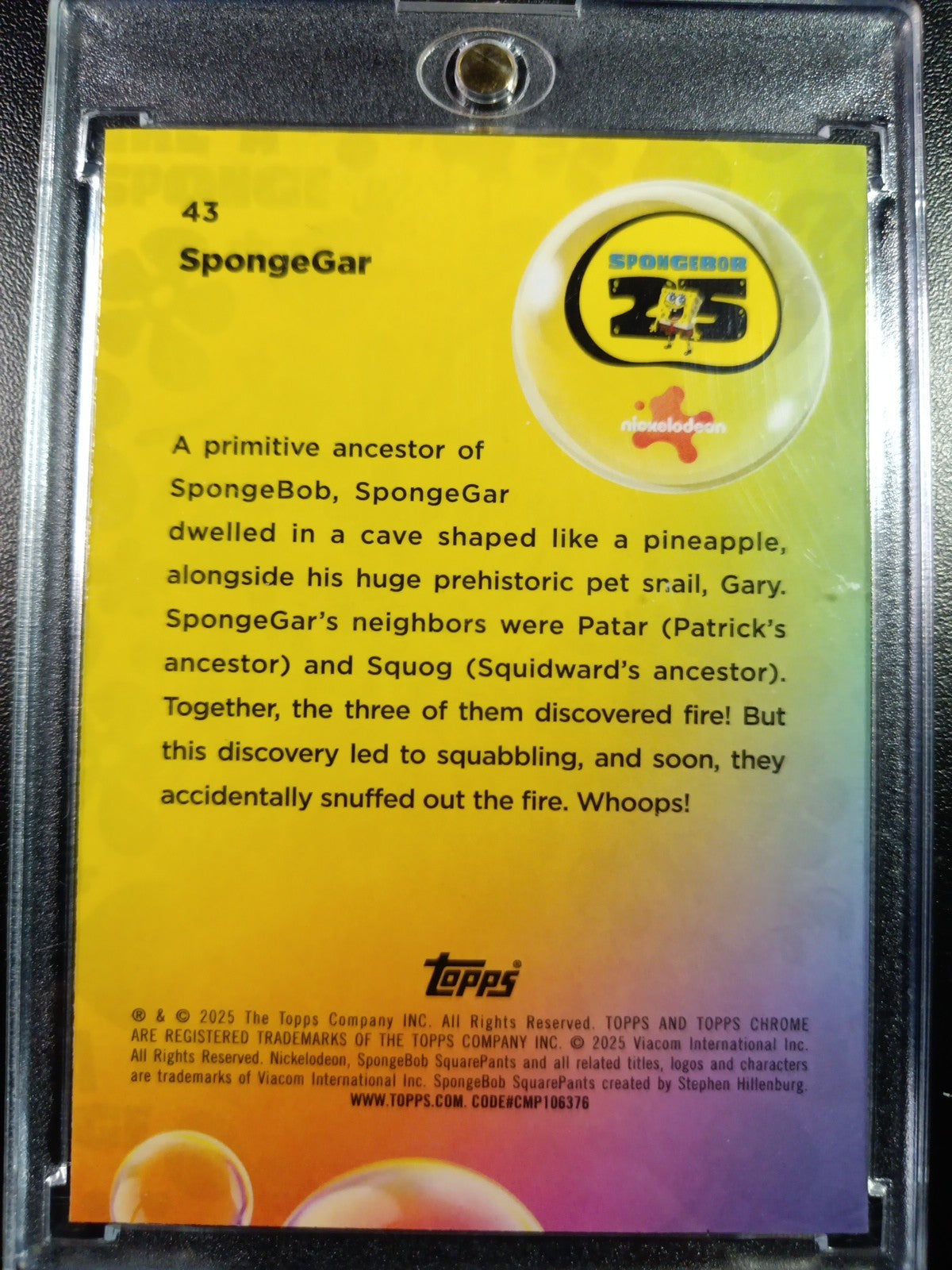 SpongeBob 11/199 SpongeGar LOW NUMBER Aqua Lava Refractor Card Topps Chrome /199