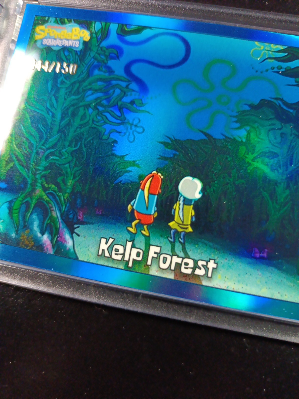 SpongeBob 44/150 Kelp Forest Bikini Bottom Blue Refractor Card Topps Chrome /150