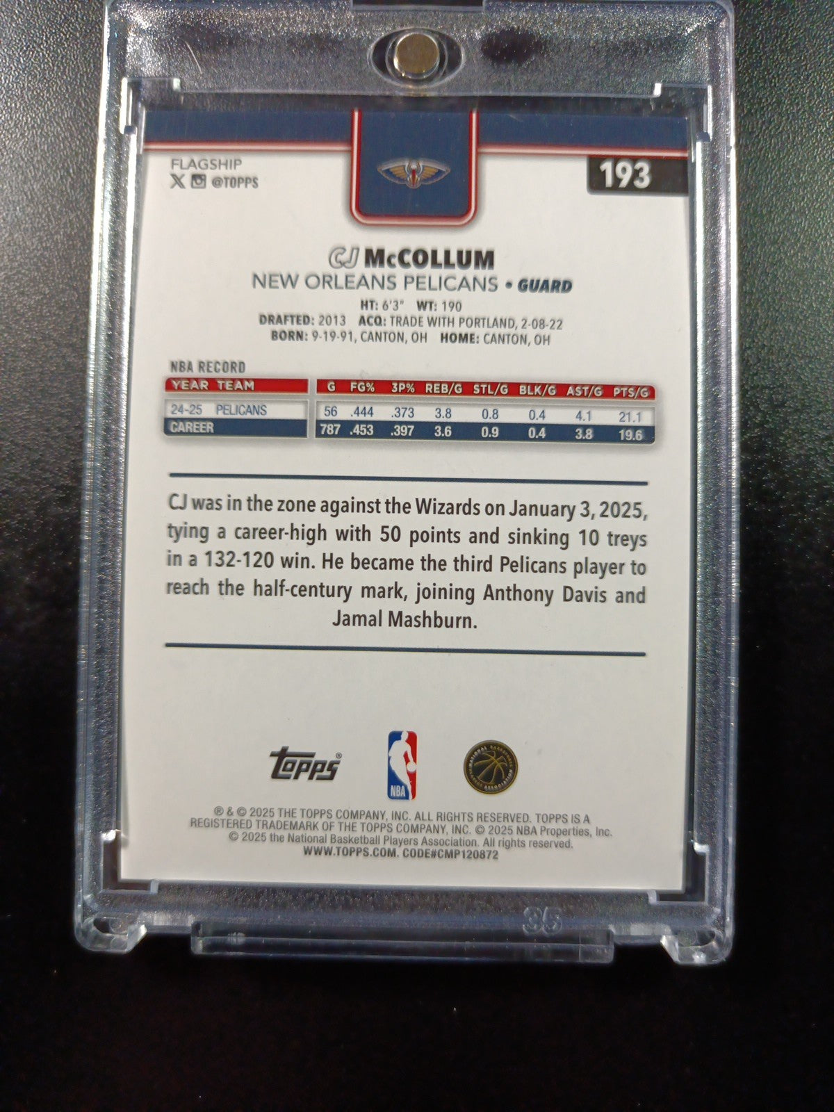 /99 Aj McCollum Season Tip Off Green Logofractor Card 2025-26 Topps Basketball