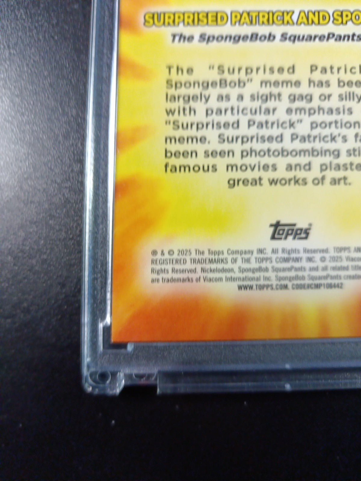 SpongeBob Masterful Memes Surprised Patrick & SpongeBob Card Topps Case Hit MM-7