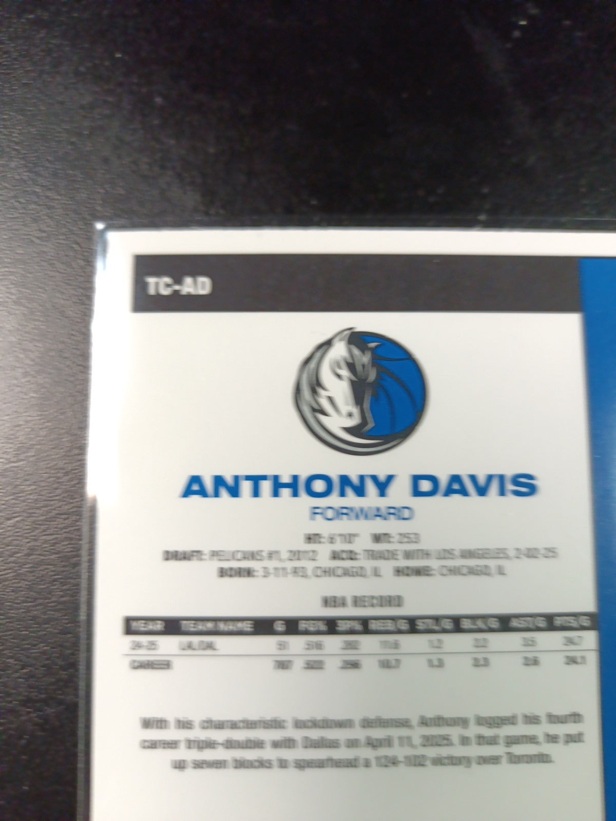 Mojo Refractor Anthony Davis 45th Anniversary Card 25-26 Topps Basketball NBA