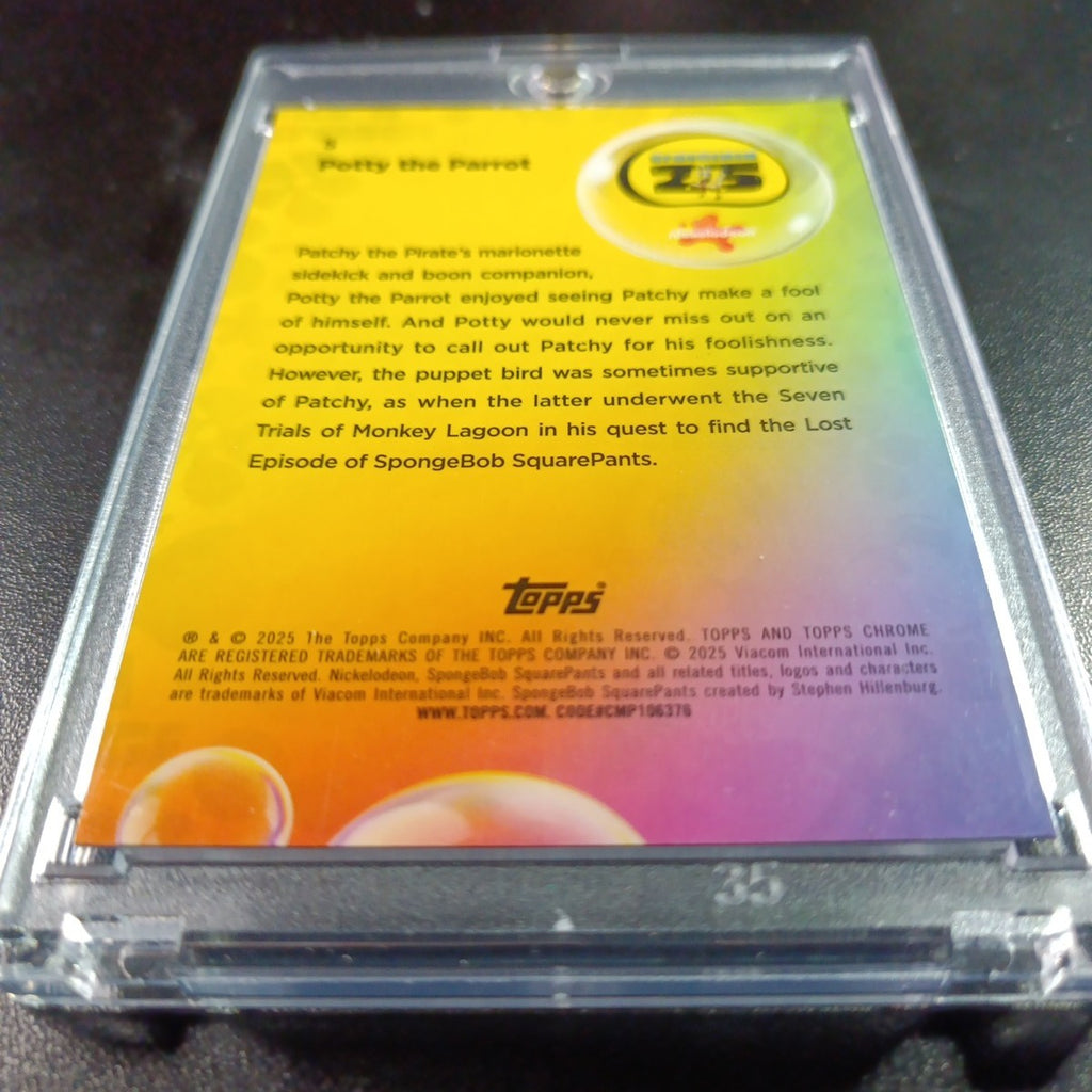 SpongeBob 63/150 Potty The Parrot Patchy The Pirate Blue Refractor Card /150