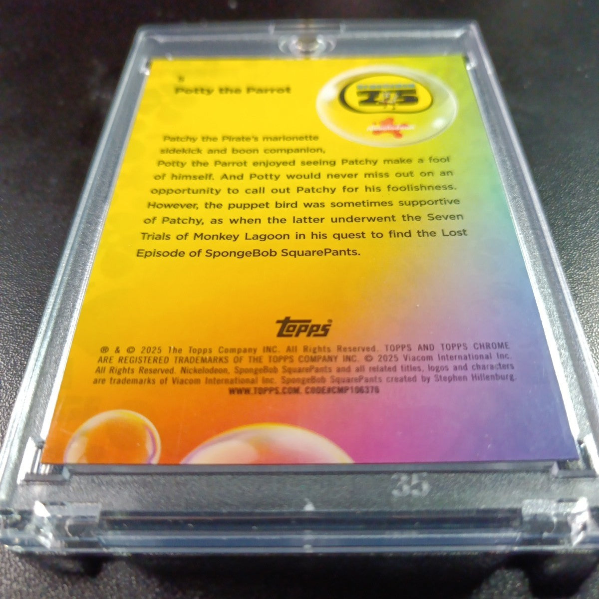 SpongeBob 63/150 Potty The Parrot Patchy The Pirate Blue Refractor Card /150