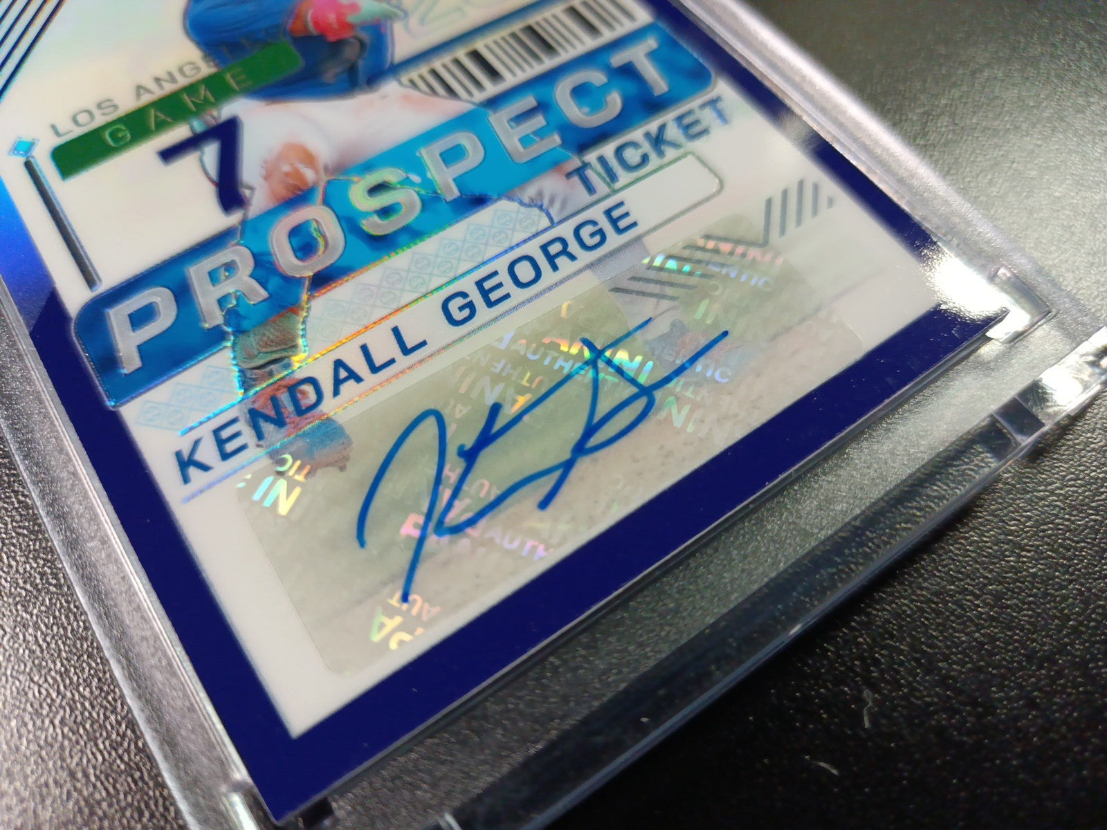 # /125 Blue Prizm Autograph Kendall George Dodgers Rookie Prospect Baseball Card