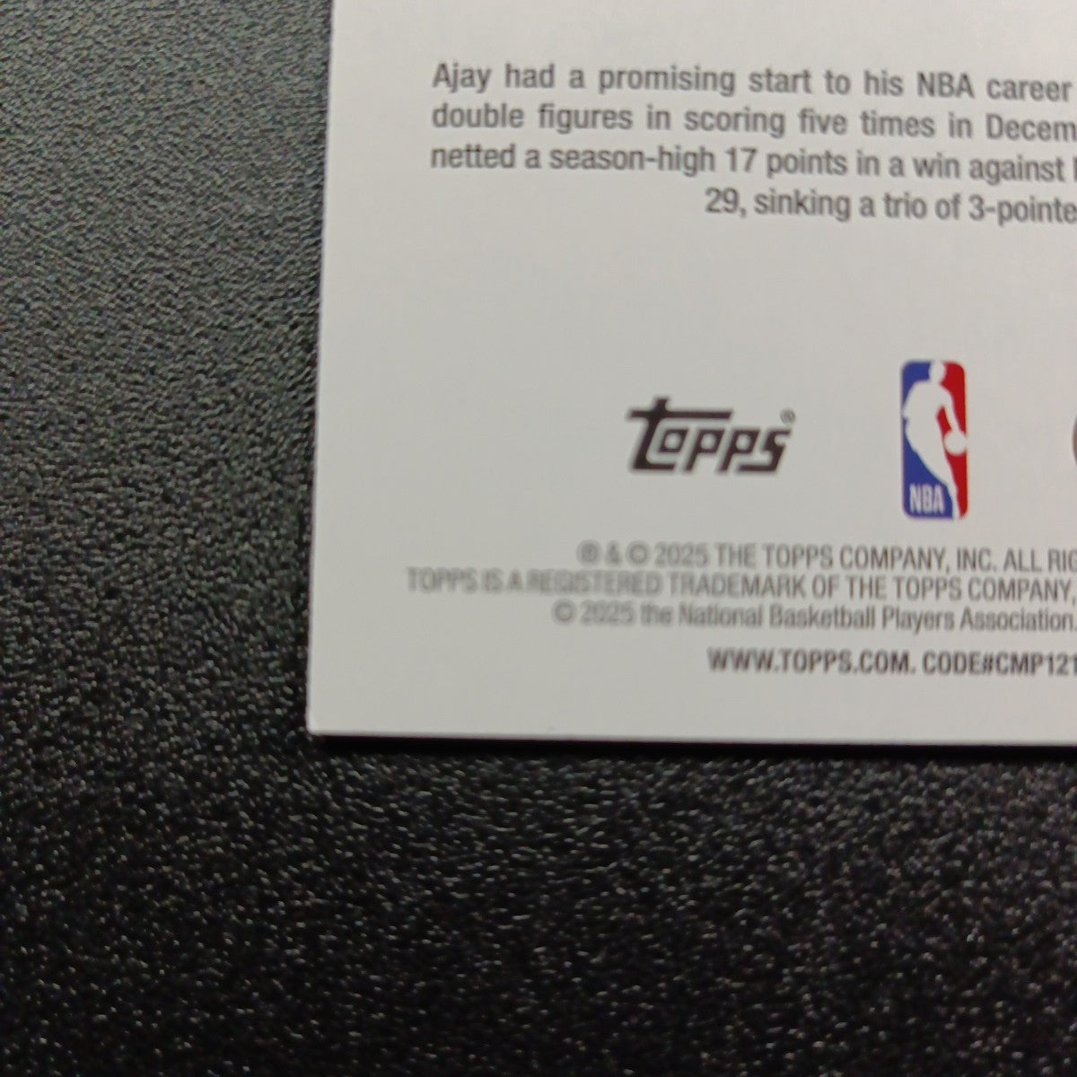 2025-26 Topps Basketball Card Ajay Mitchell Silver Foil 45th Anniversary