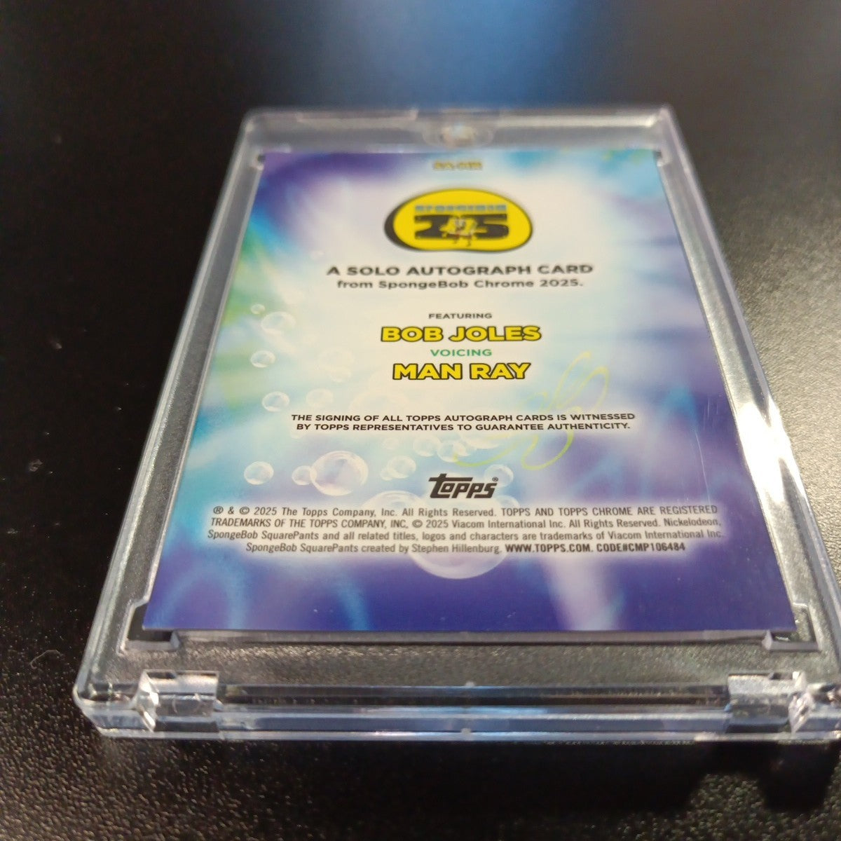 SpongeBob Autograph Man Ray Bob Joles Topps Chrome 2025 Refractor Card