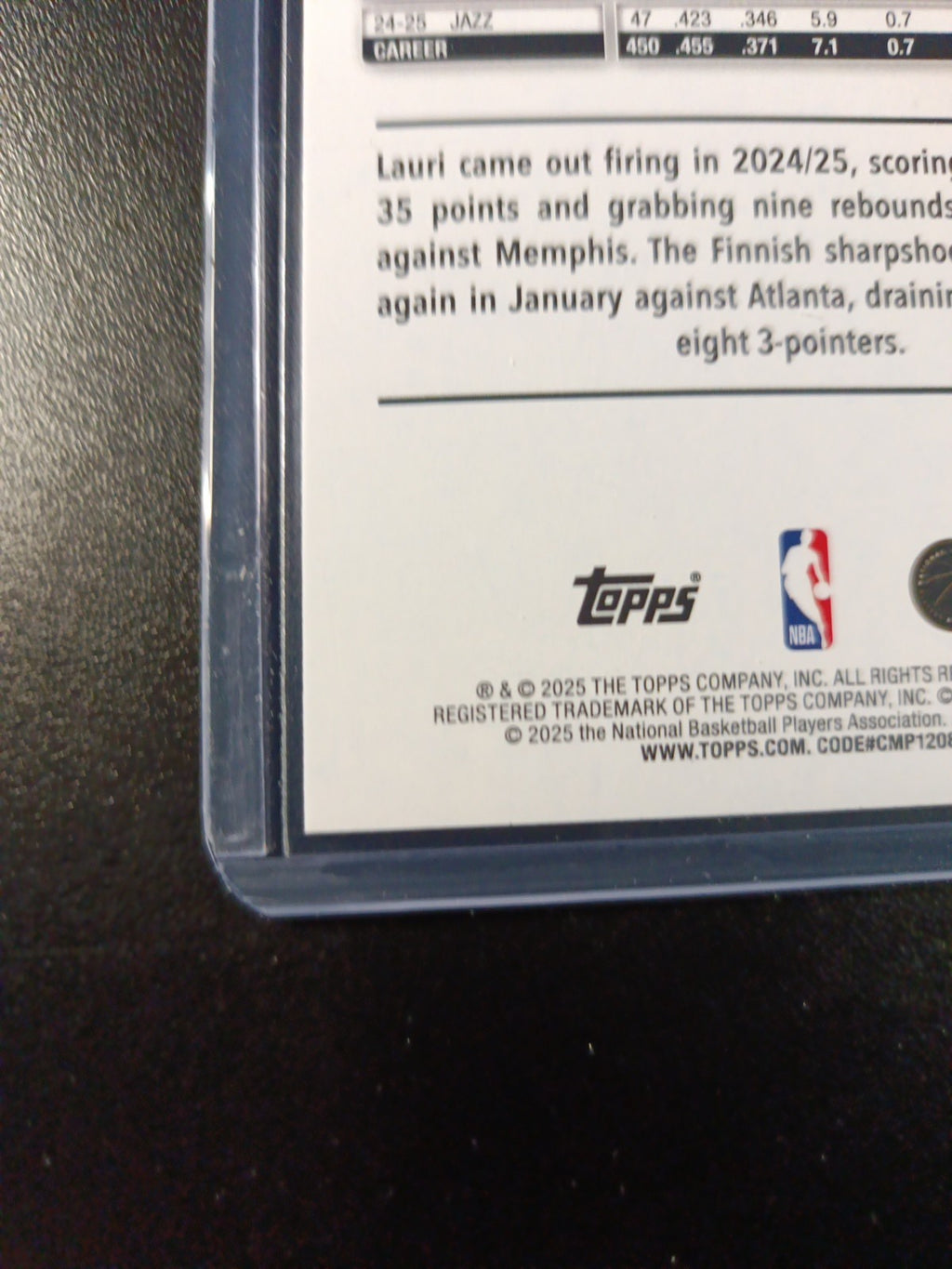 # /2025 Gold Topps Basketball 2025-26 Card Lauri Markkanen 515/2025 Case Hit