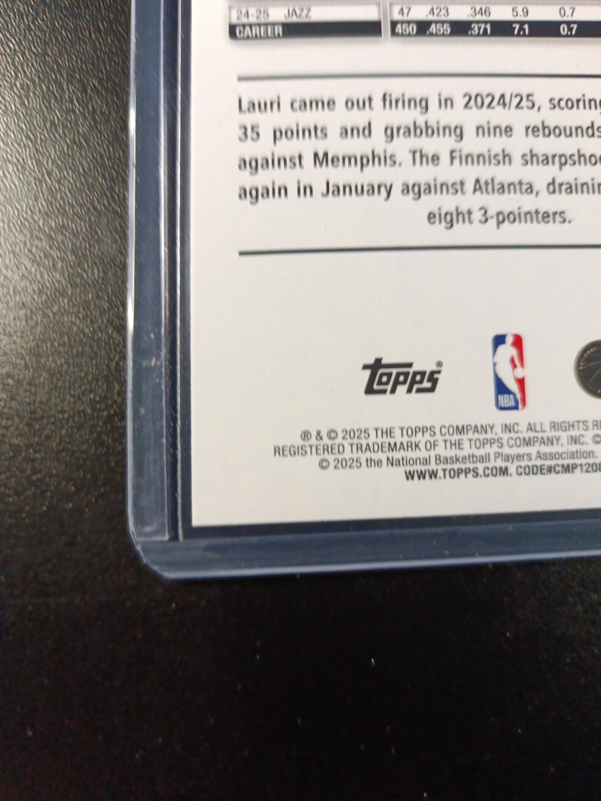 # /2025 Gold Topps Basketball 2025-26 Card Lauri Markkanen 515/2025 Case Hit