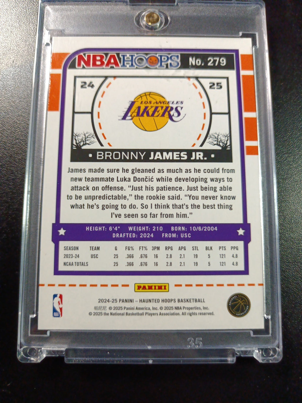 Bronny James Jr Rookie Web Holo NBA Haunted Hoops 2024-25 Basketball Card Lakers