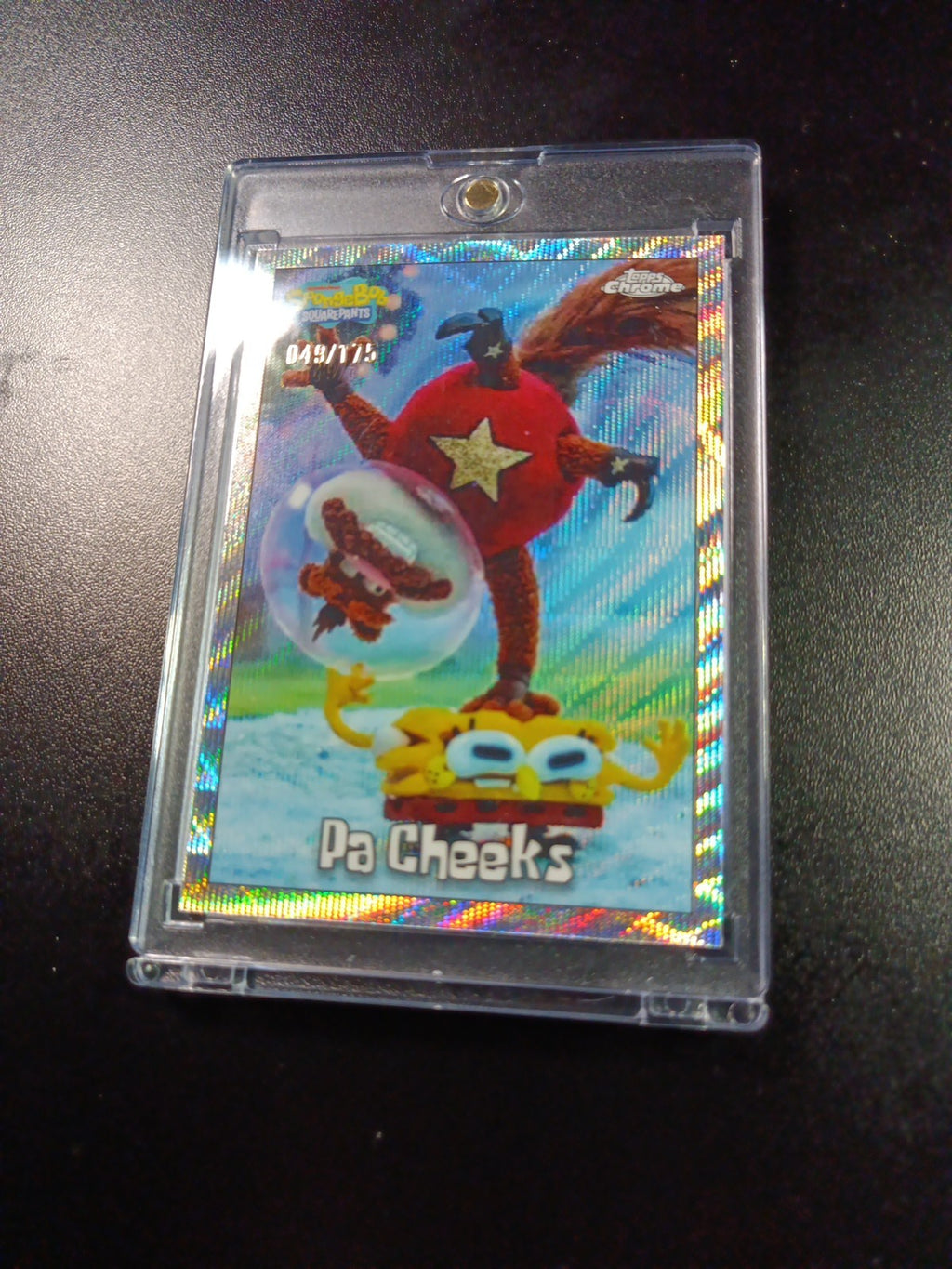 SpongeBob 49/175 Silver Wave Refractor Pa Cheeks Sandy Topps Chrome Card /175