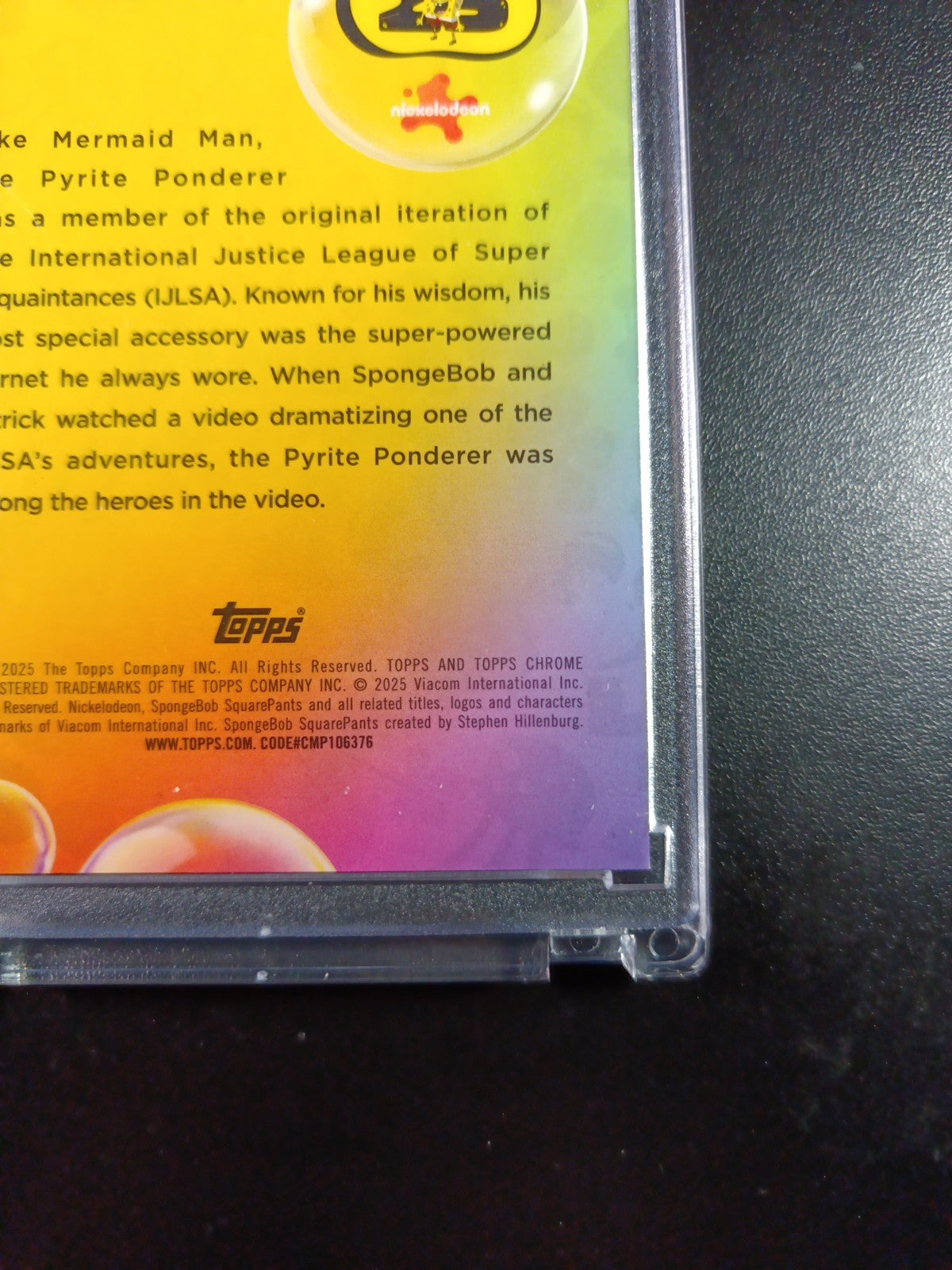 SpongeBob 17/150 Pyrite Ponderer Mermaid Man Blue Refractor Card Topps /150