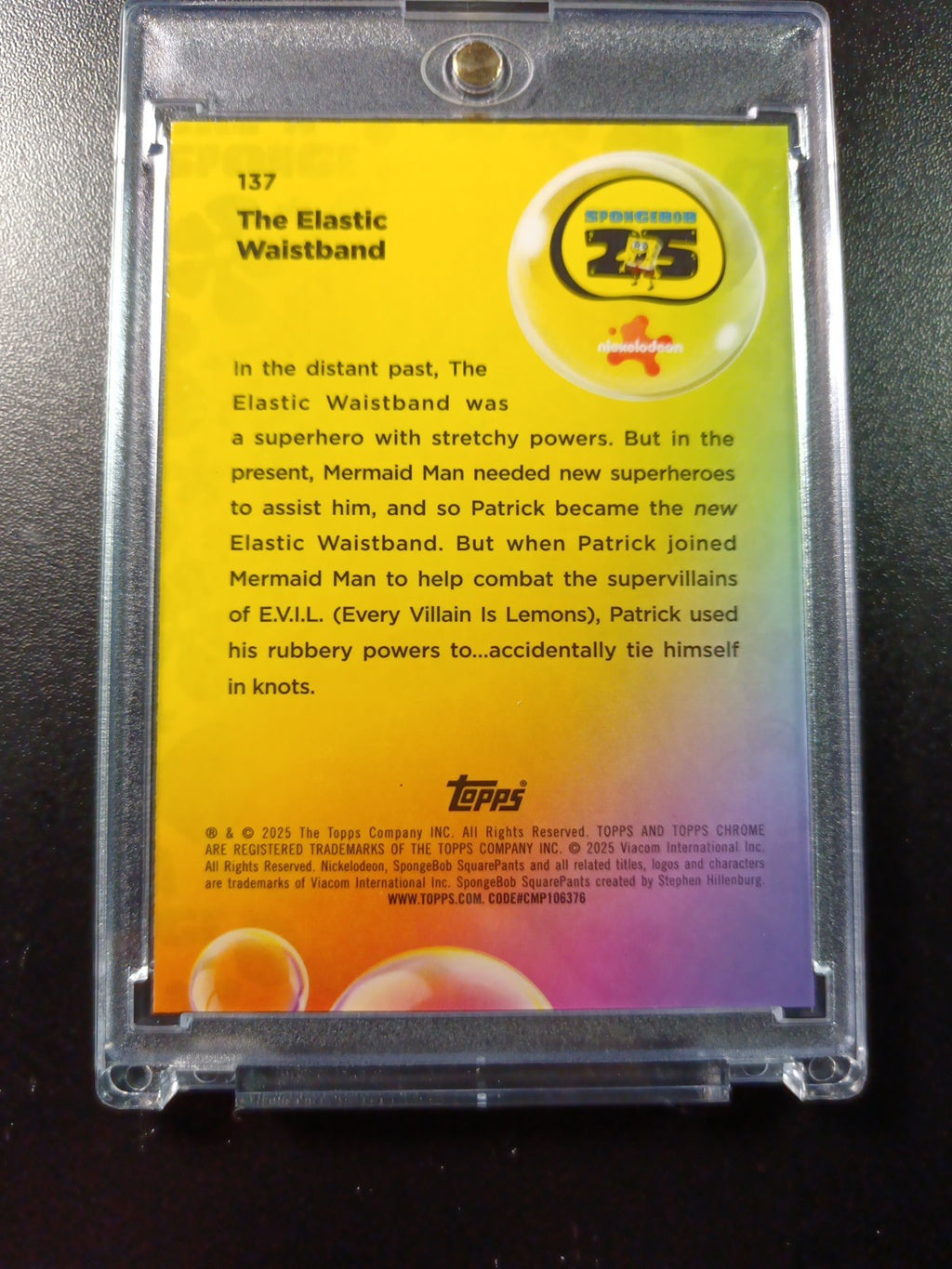 SpongeBob # /99 Blue Bubblefractor Patrick Elastic Waistband Bubble Card Chrome